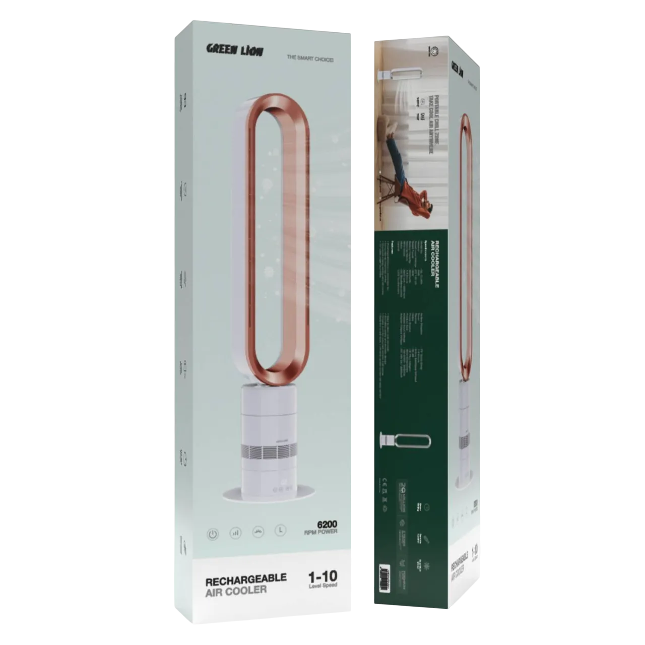Green Lion Rechargeable Air Cooler Gold & White Gnreaircoldwh