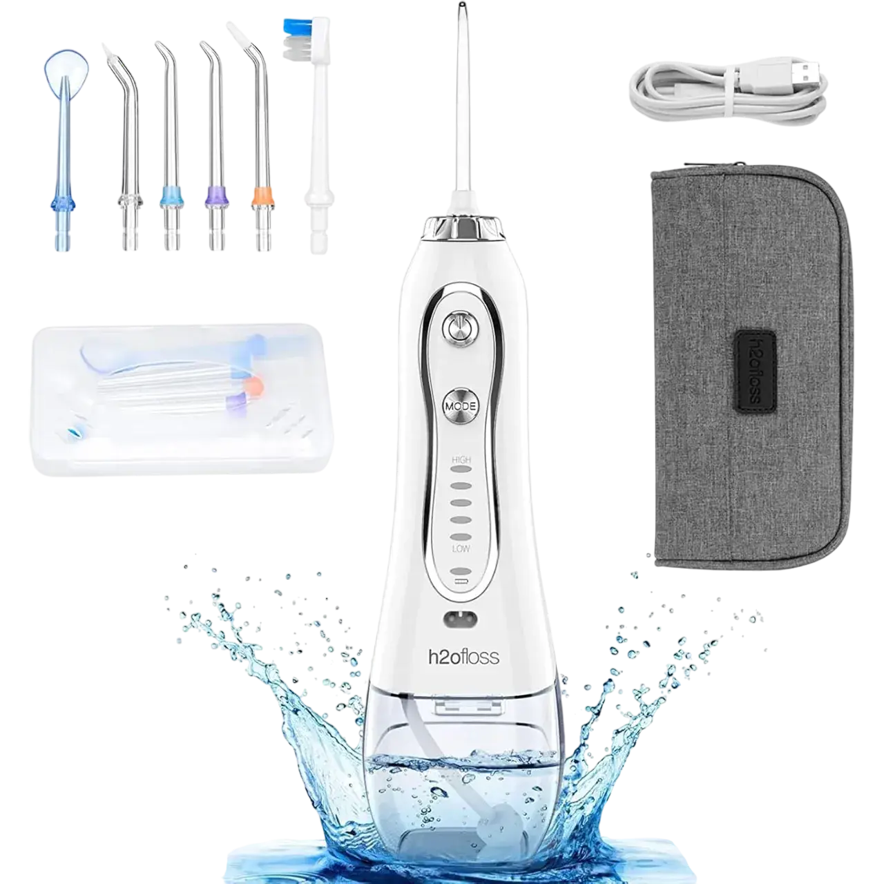 H2ofloss Water Flosser Professional Cordless Dental Oral Irrigator - Portable And Rechargeable Ipx7 300ml Hf-6