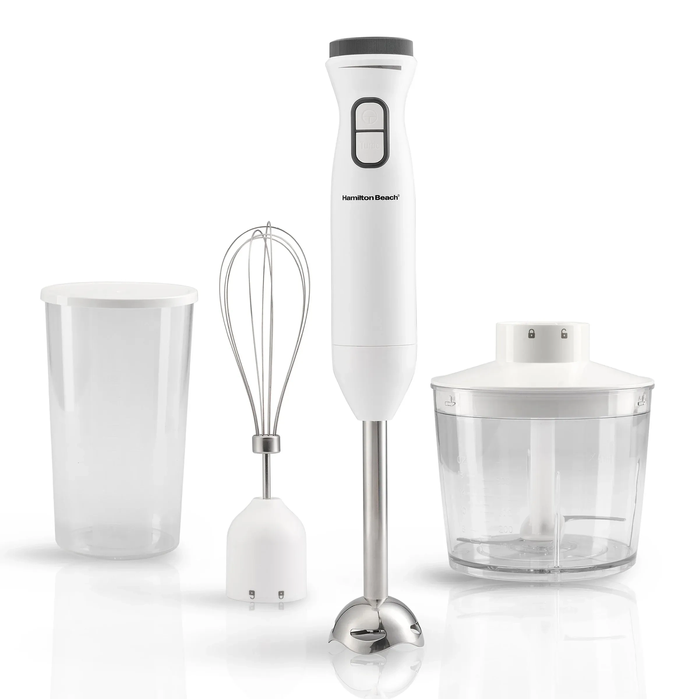 Hamilton Beach Turbo Boost Hand Blender 600W With Chopper, Whisker, Beaker