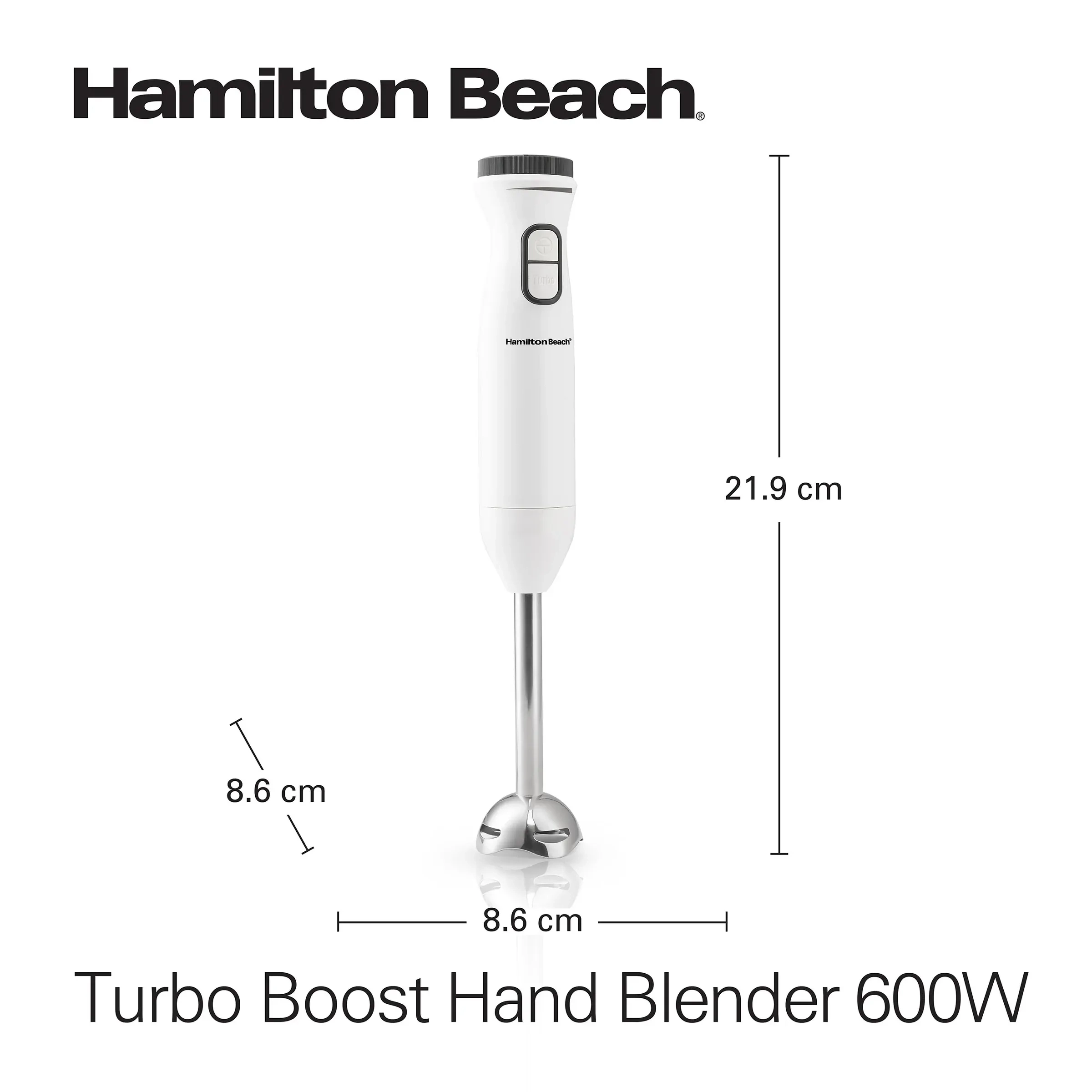 Hamilton Beach Turbo Boost Hand Blender 600W With Chopper, Whisker, Beaker