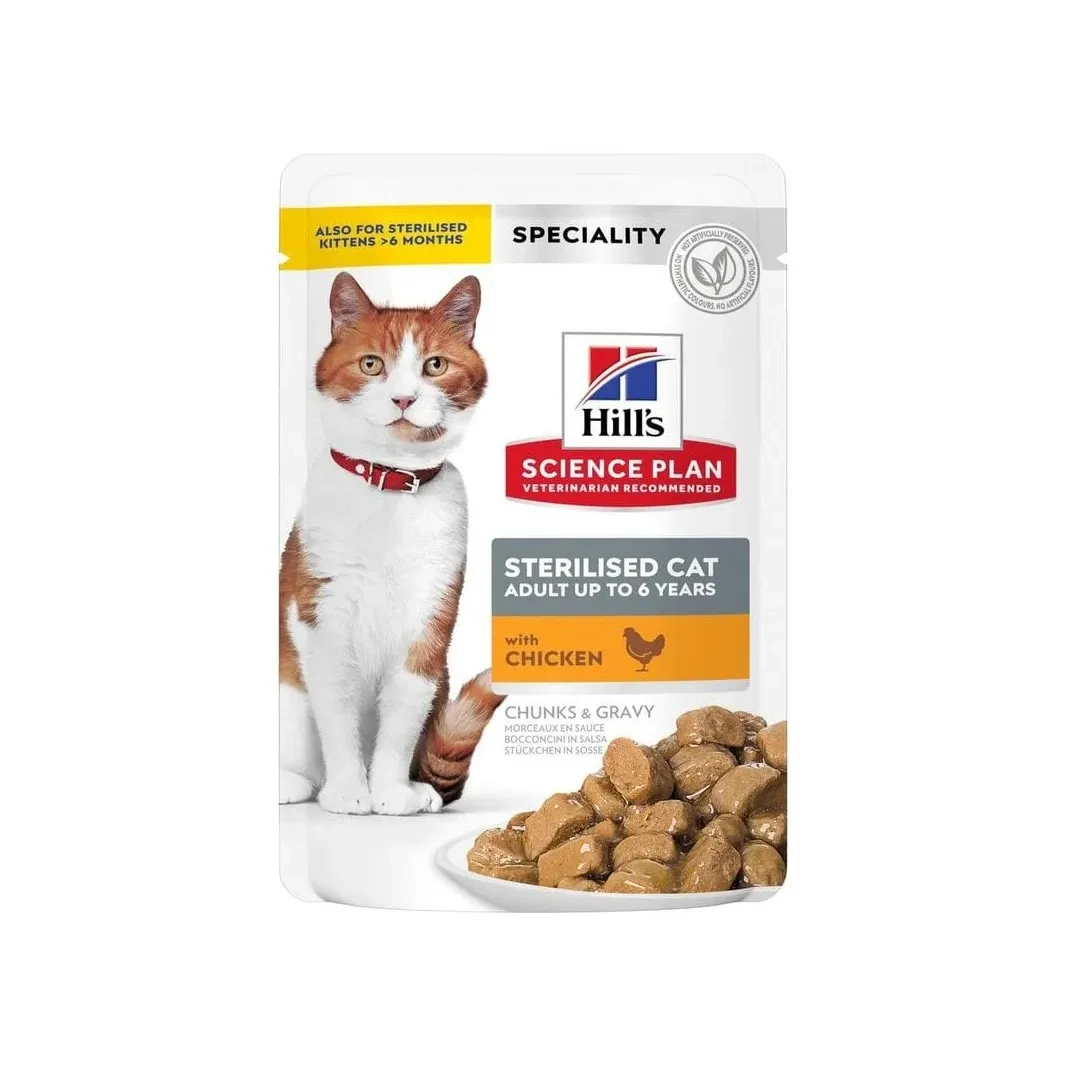 Hill's Science Plan Sterilised Cat Young Adult Cat Wet Food With Chicken Pouches 85g