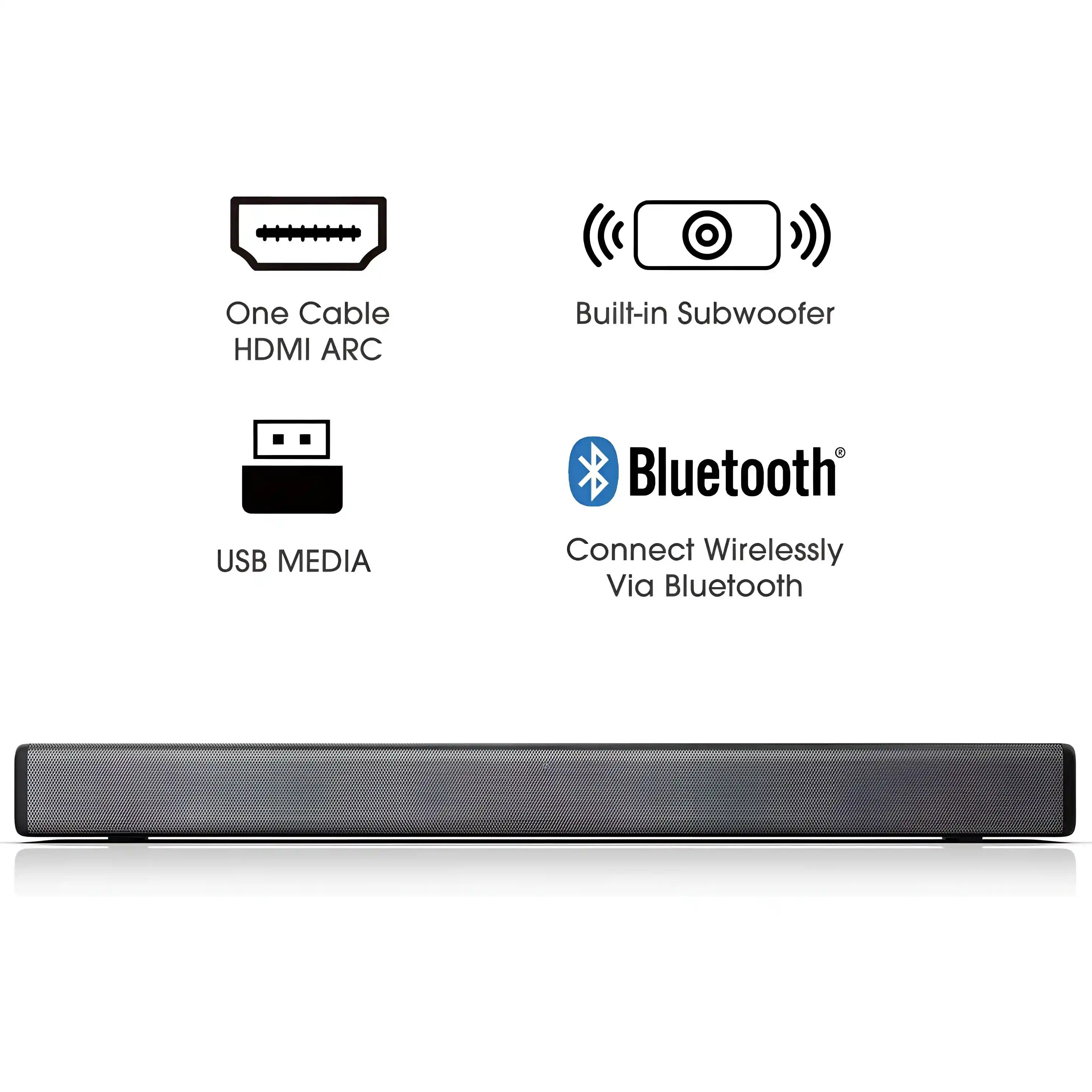 Hisense Soundbar 2.1 Inch With Built-In Subwoofer, Black. Hs214
