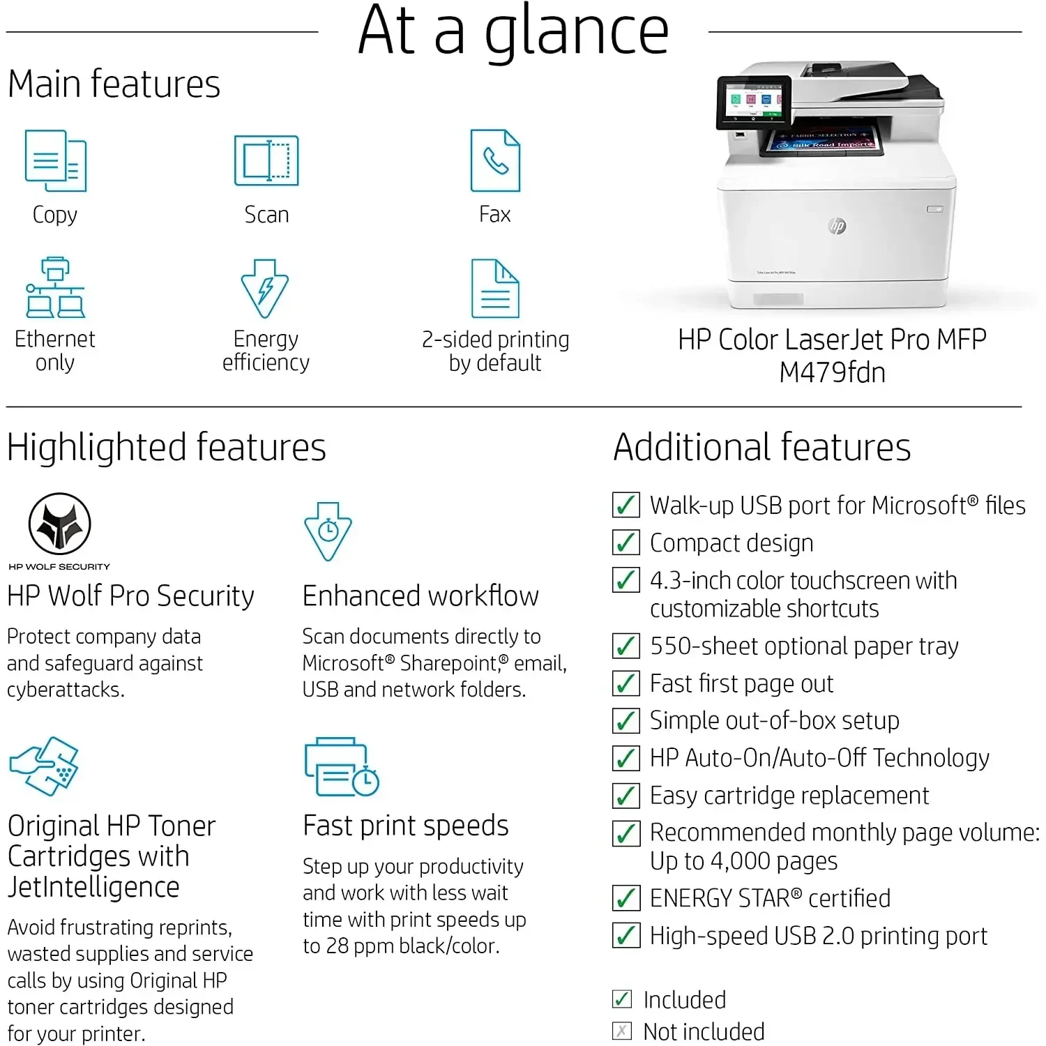 Hp Color Laserjet Pro Printer (w1a79a) Mfp M479fdn