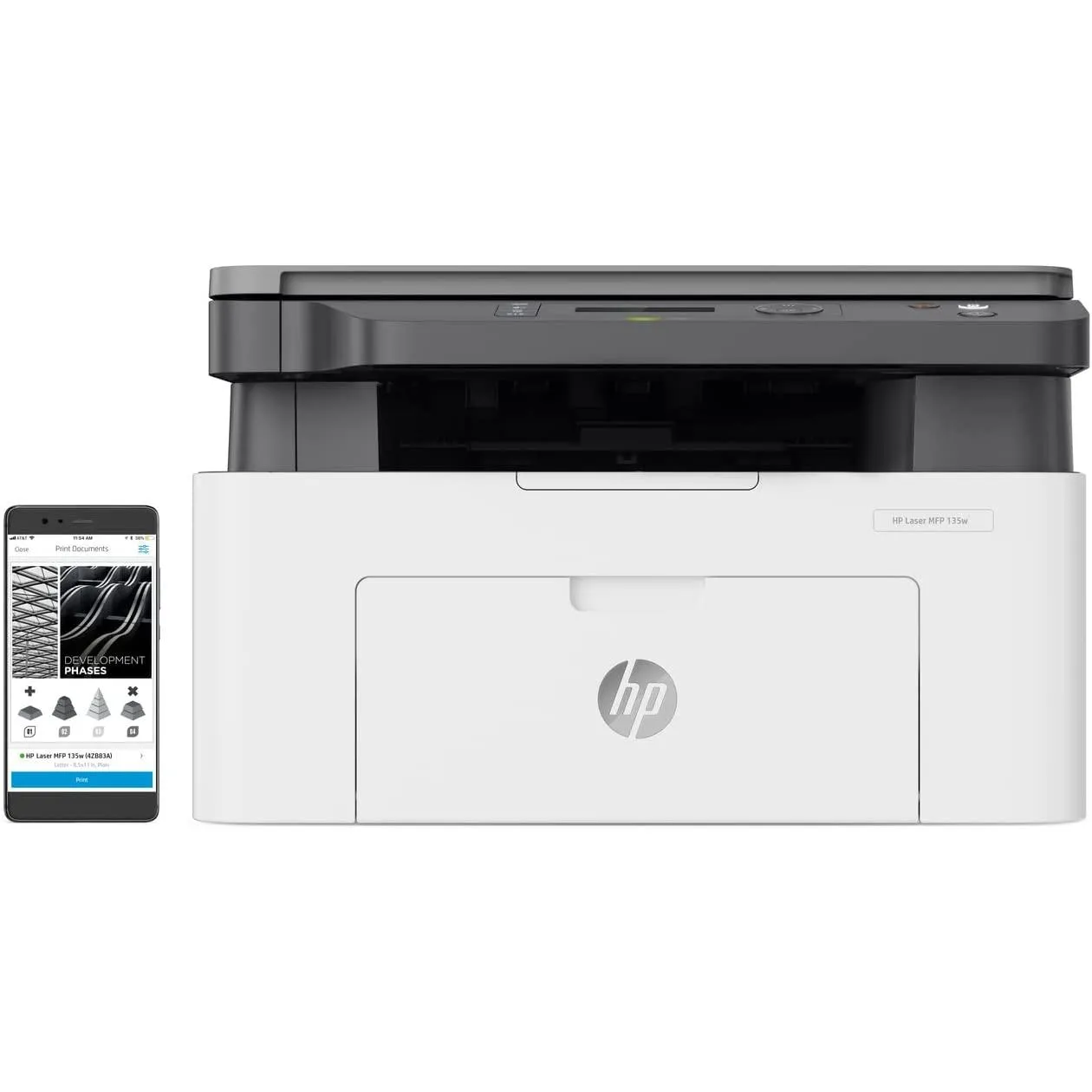 Hp Laser Mfp 135w Print, Copy, Scan Up To 20 Page Per Minute White 4zb83a