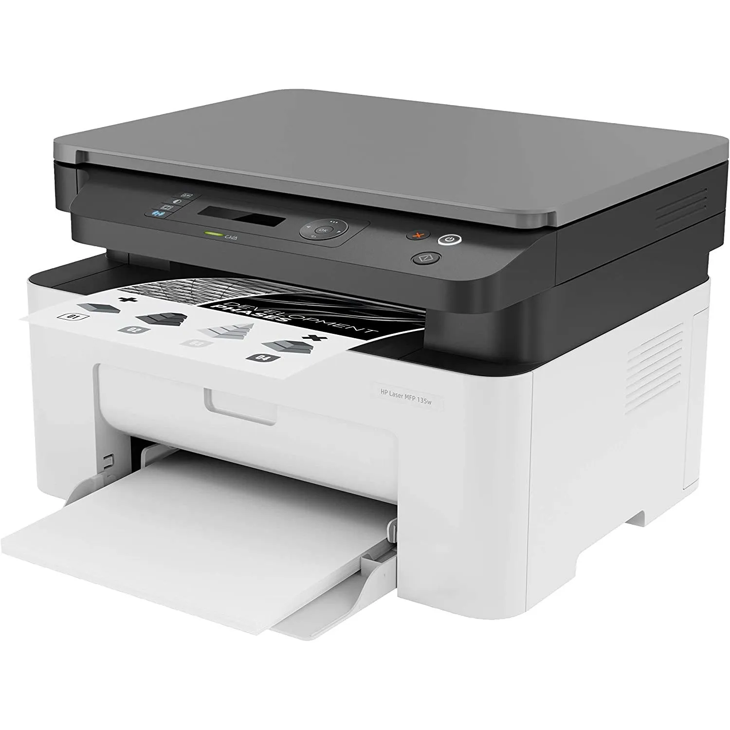 Hp Laser Mfp 135w Print, Copy, Scan Up To 20 Page Per Minute White 4zb83a