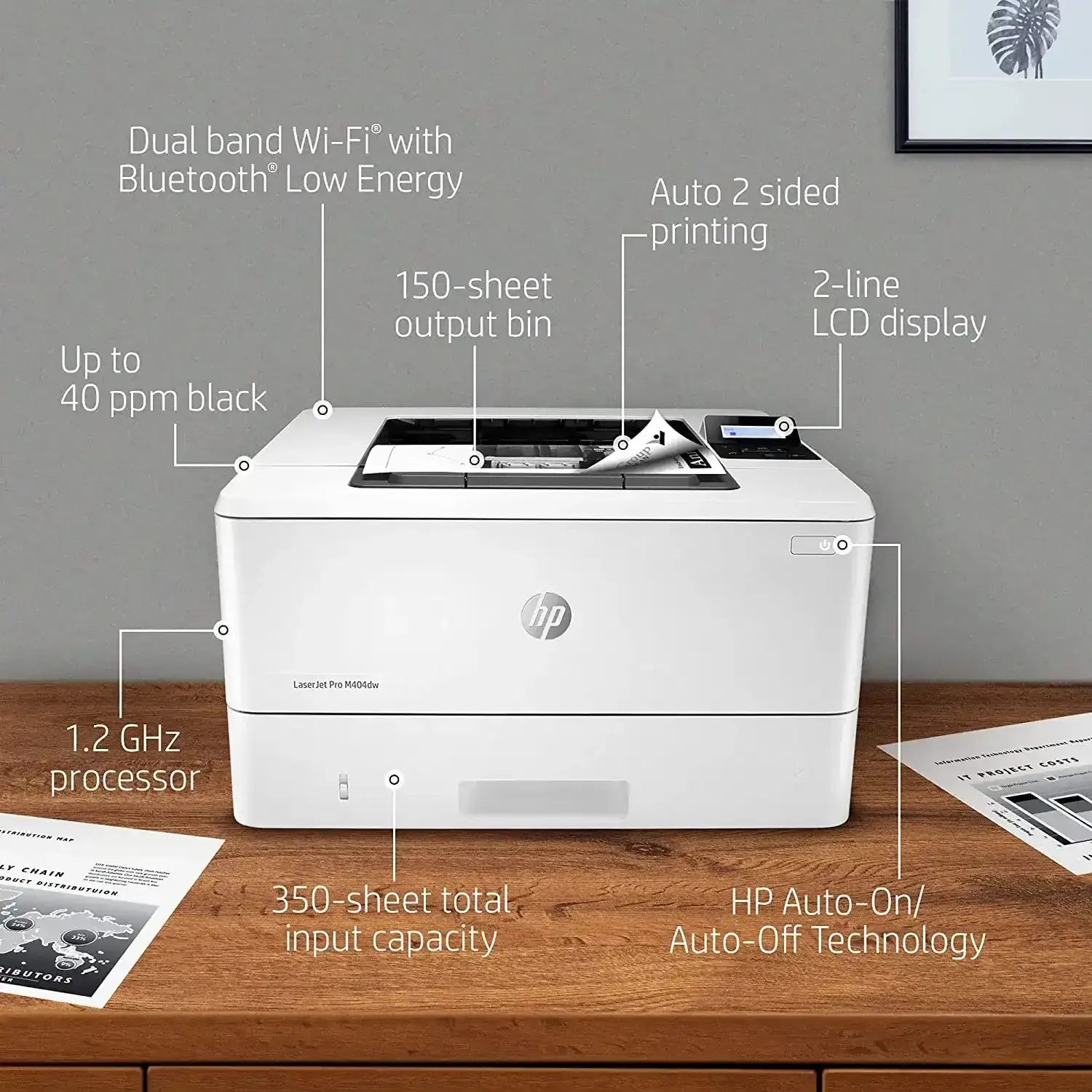 Hp Laserjet Pro Monochrome Wireless Laser Printer White (w1a56a) M404dw