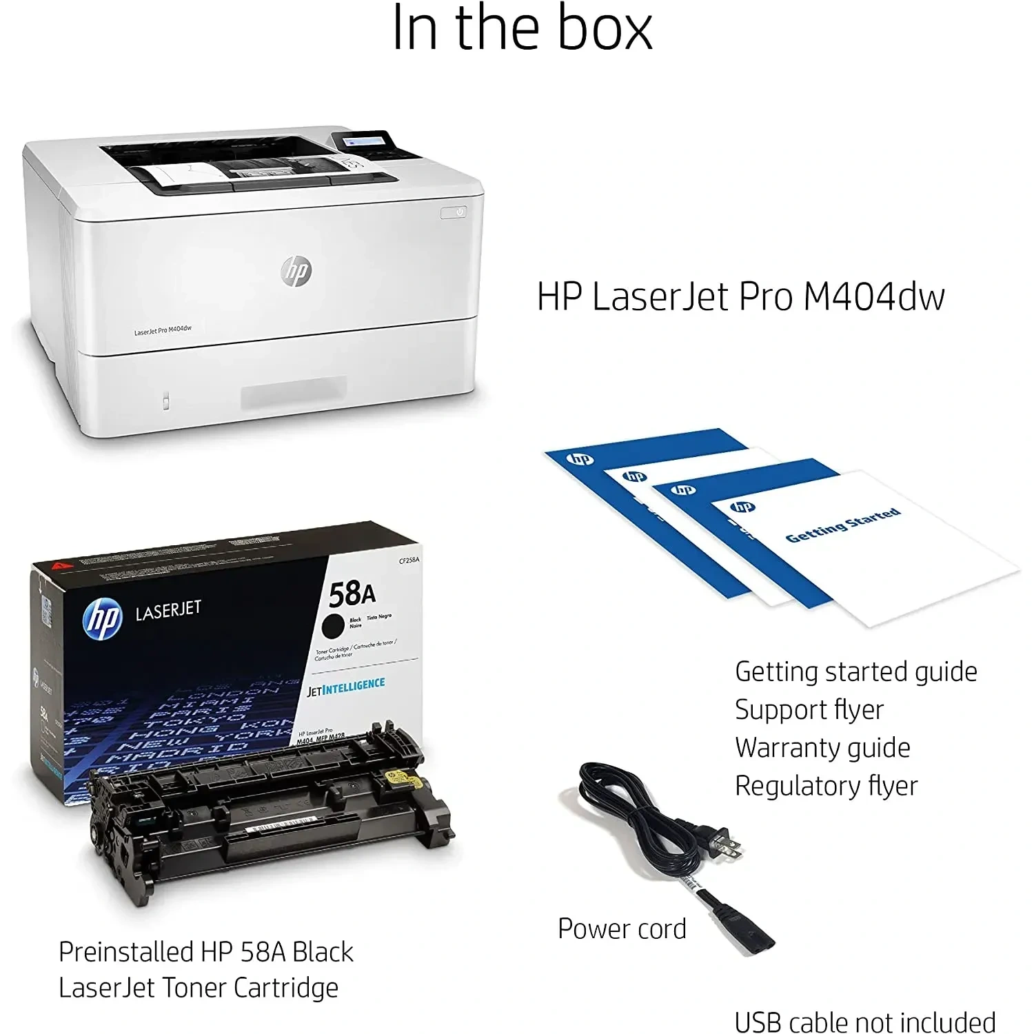 Hp Laserjet Pro Monochrome Wireless Laser Printer White (w1a56a) M404dw