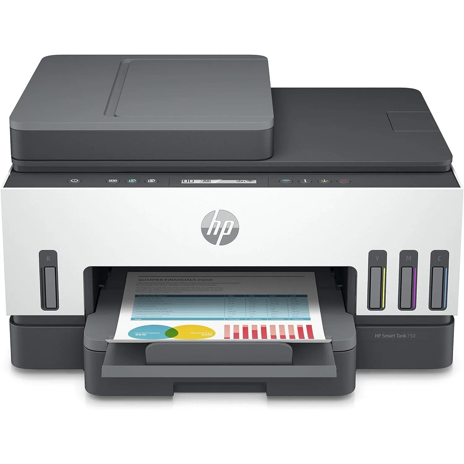 Hp Smart Tank 750 All-in-one Printer Wireless, Print, Scan, Copy,print Up To 18000 Black Or 8000 Color Pages, White-grey 6uu47a