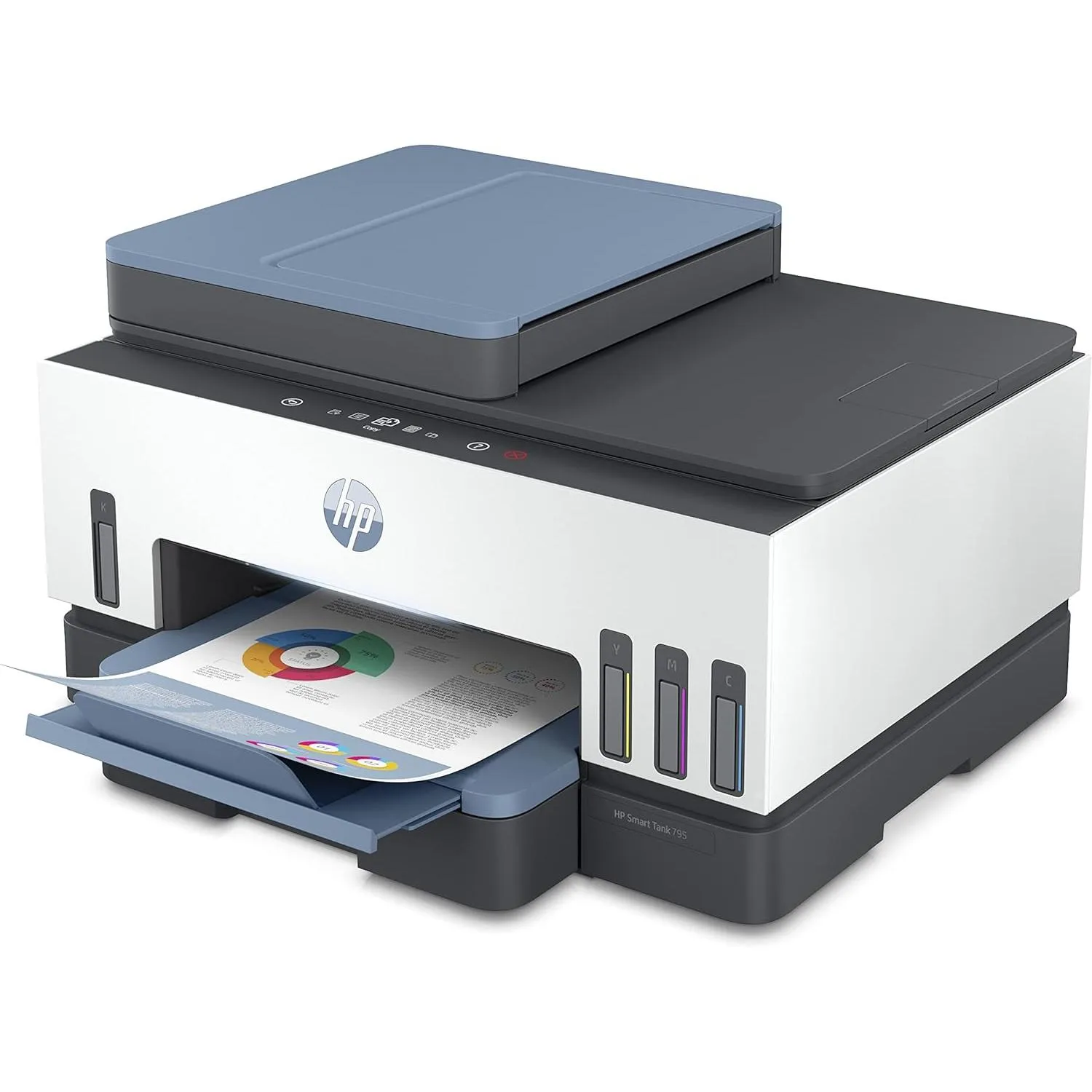Hp Smart Tank 795 All-in-one Printer Wireless Print Up To 18000 Black Or 8000 Color Pages, White-blue 28b96a