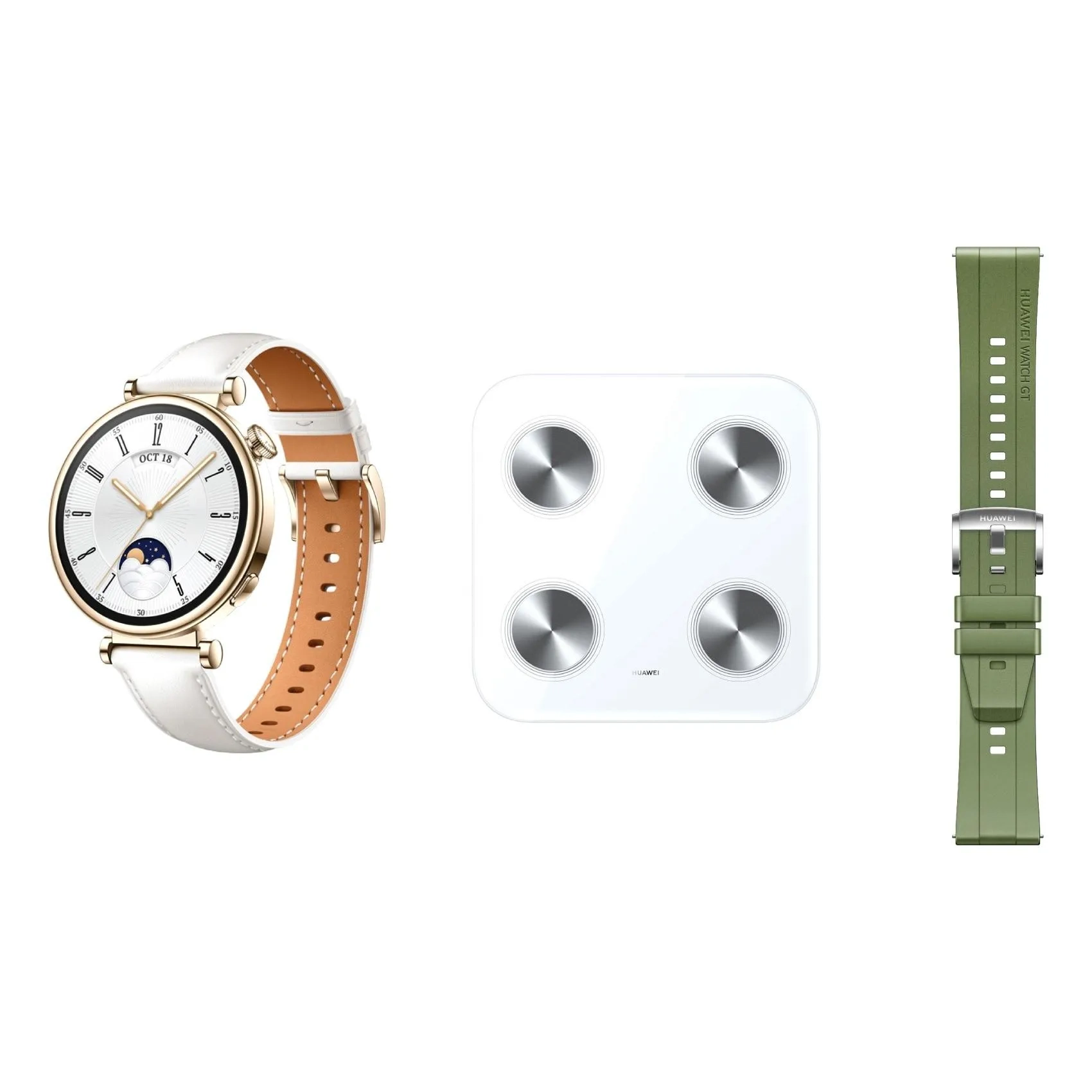 HUAWEI Gt 4 Series Smartwatch Gps 41mm Aurora White With Bluetooth Scale 3 And Replacement Band