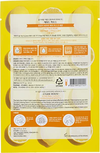 Etude House 0.2 Therapy Air Mask Lemon