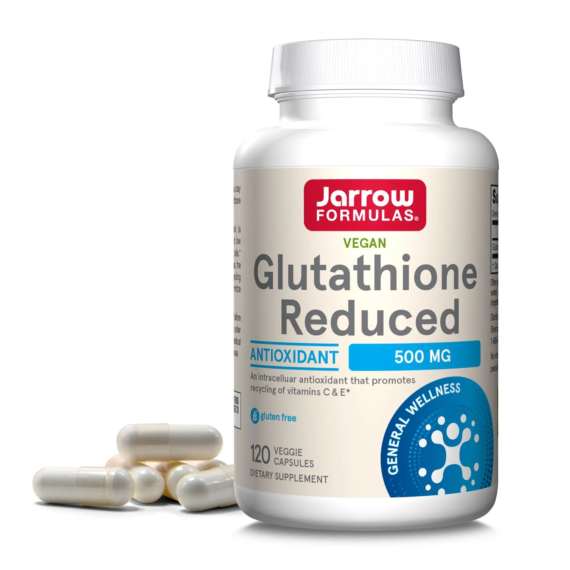 Jarrow Formulas Glutathione Reduced 500mg Capsules, Pack Of 120's