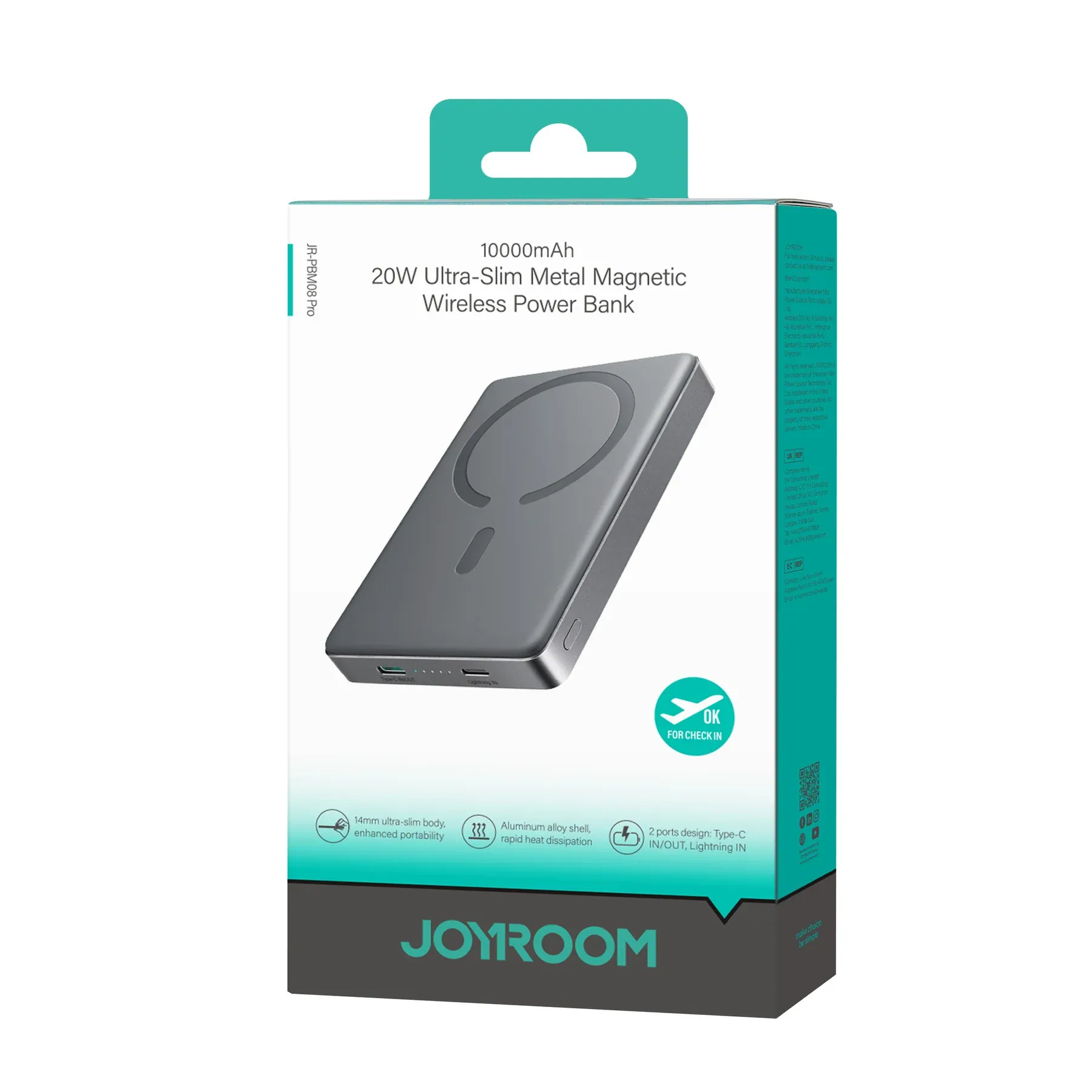 JOYROOM 20w Magnetic Wireless Power Bank 10000mah Gray Jr-pbm08 Pro