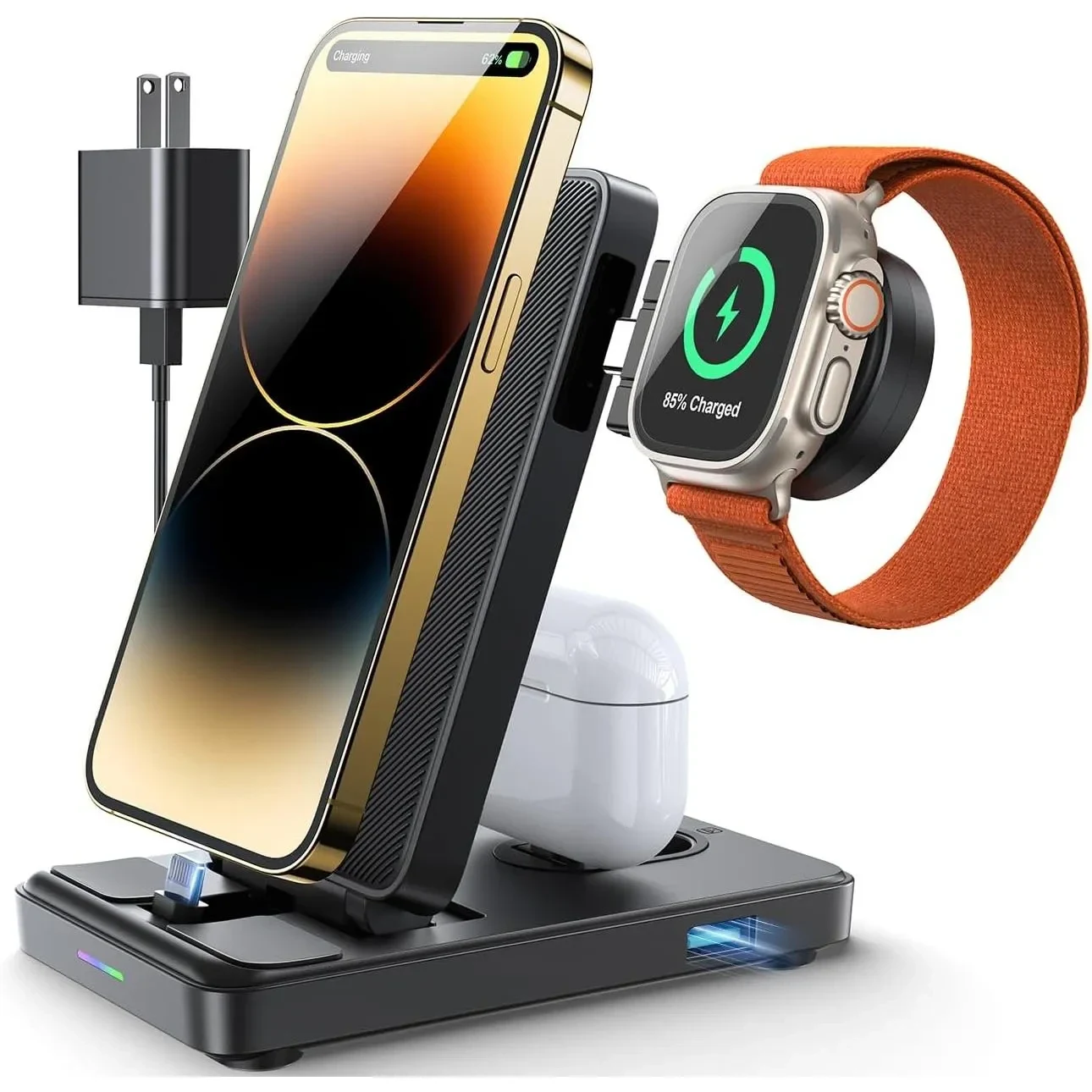JOYROOM 4 In 1 Wireless Charging Stand For Iphone, Airpods, Apple Watch Series Black, Wqs02