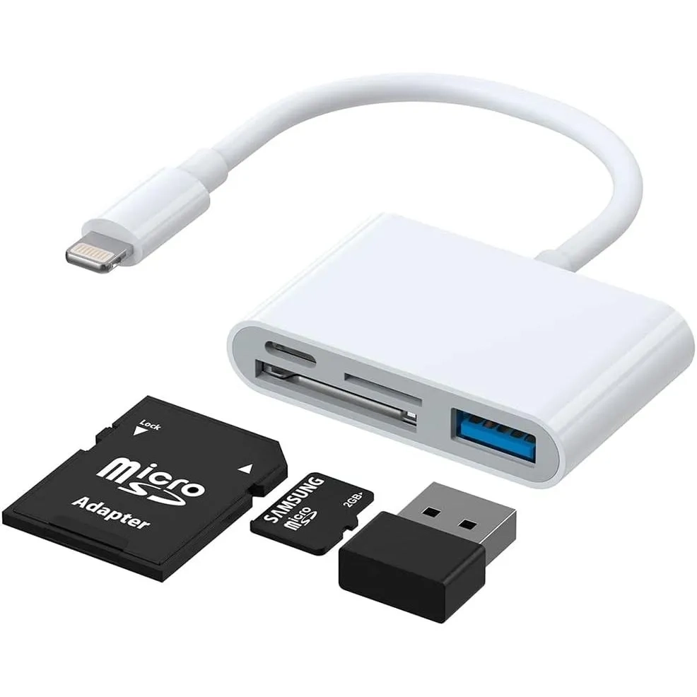 JOYROOM Multifunctional Otg 4-in-1 Fast Charging Cable Phone Adapter Sd Tf For Apple Iphone White Jr-sh142