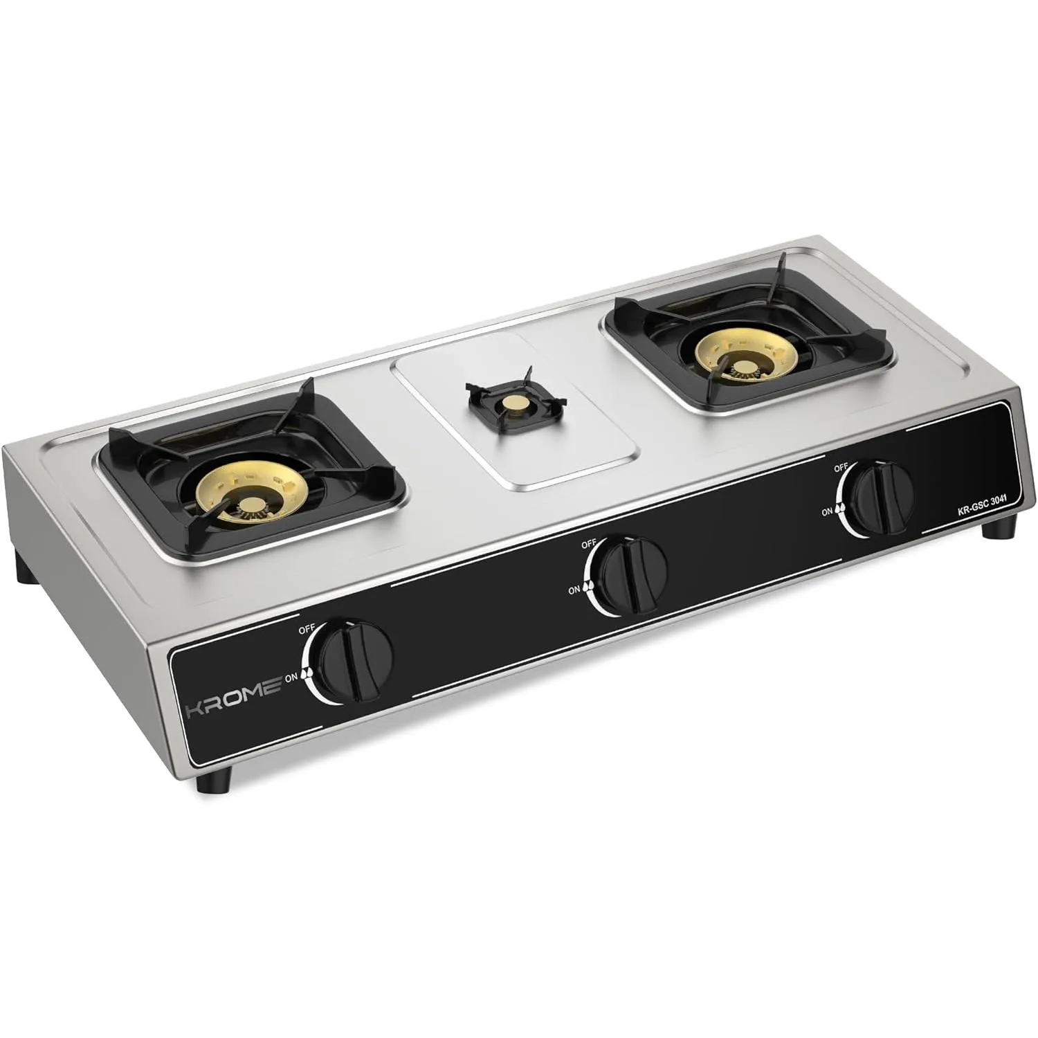 Krome Gas Burner Stainless Steel, 3 Burner - Kr-Gsc3041