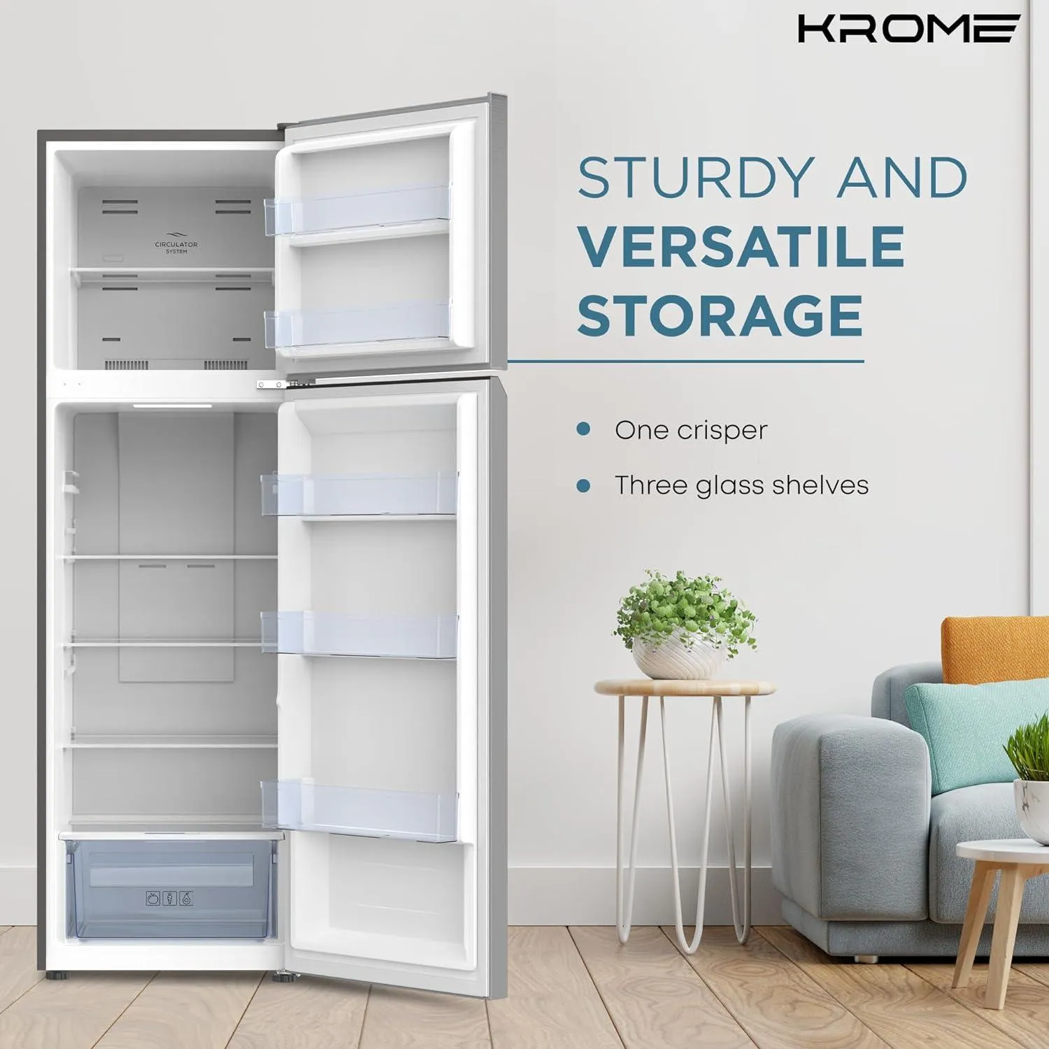 Krome Refrigerator, 370 Liters - Kr-Ref370T