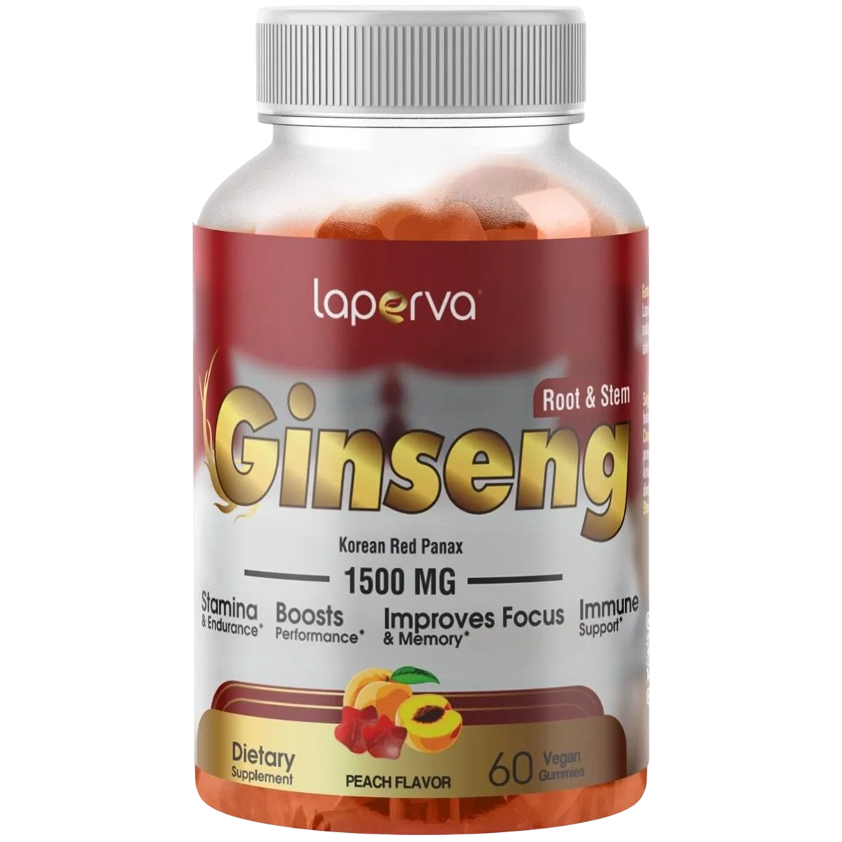 Laperva Korean Red Ginseng 1500mg 60veg Gummies