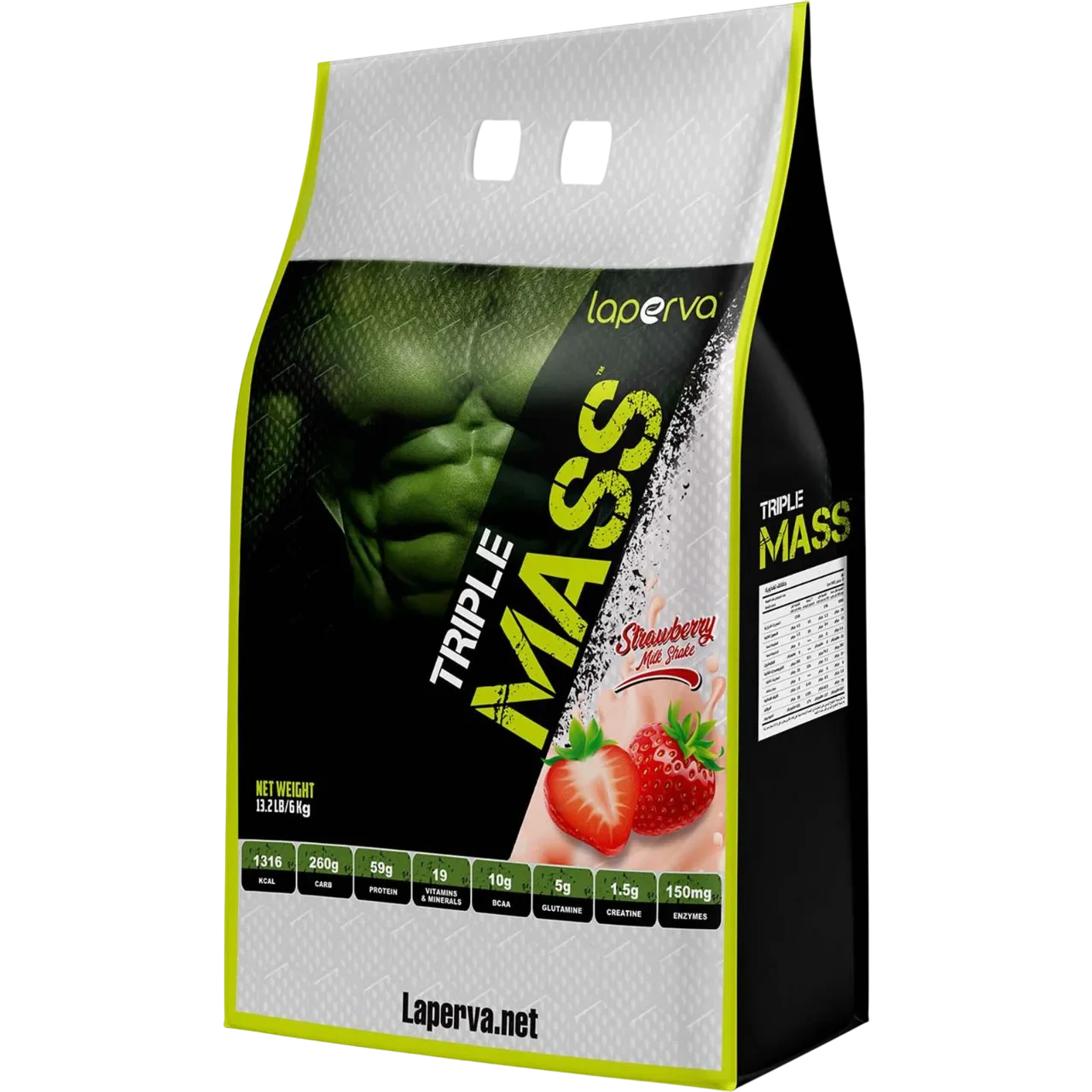 Laperva Mass Gainer Triple Mass Weight Gainer Protein Powder, Minerals Strawberry Milk Shake, 13.2 Lb