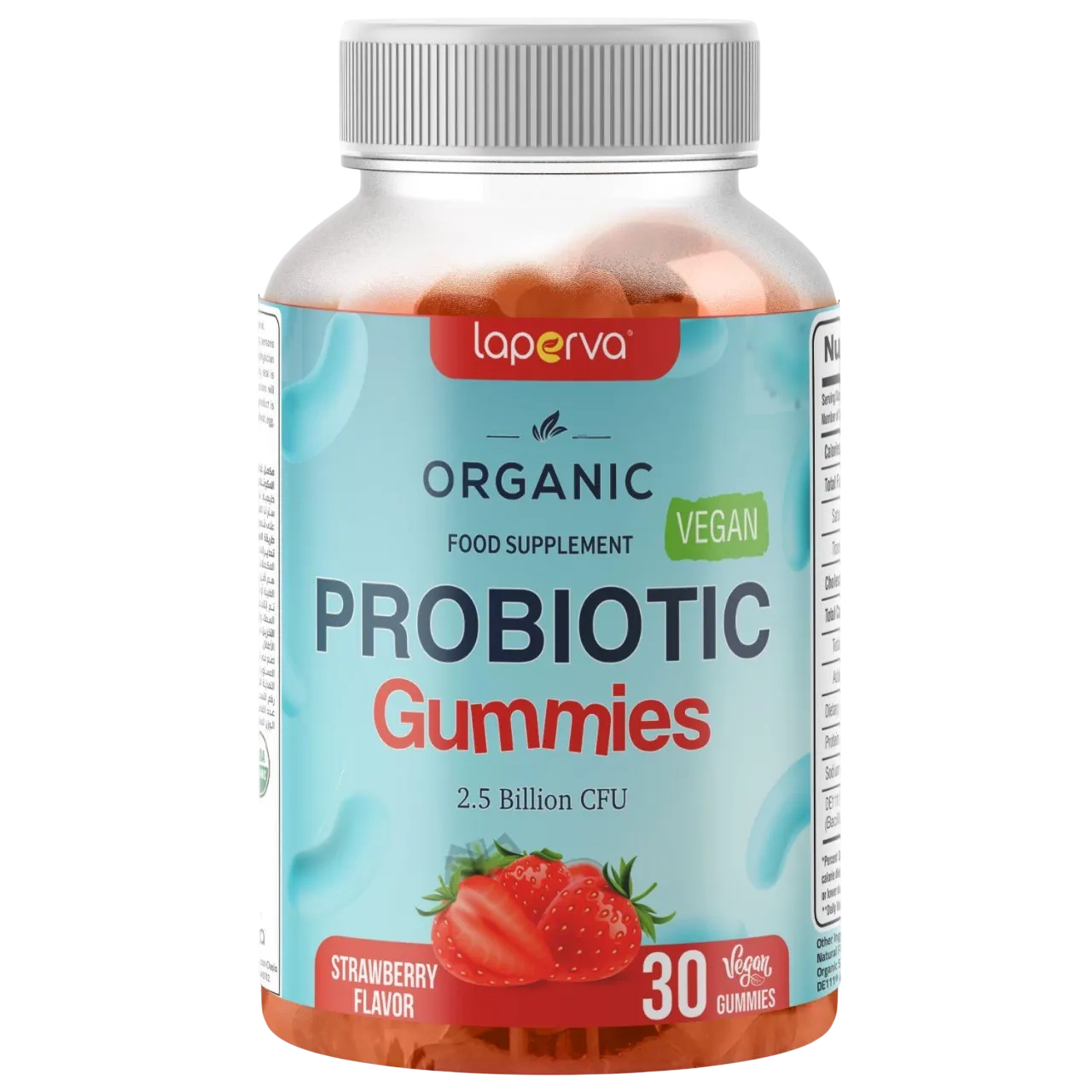 Laperva Organic Probiotic, Strawberry, 30 Vegan Gummies