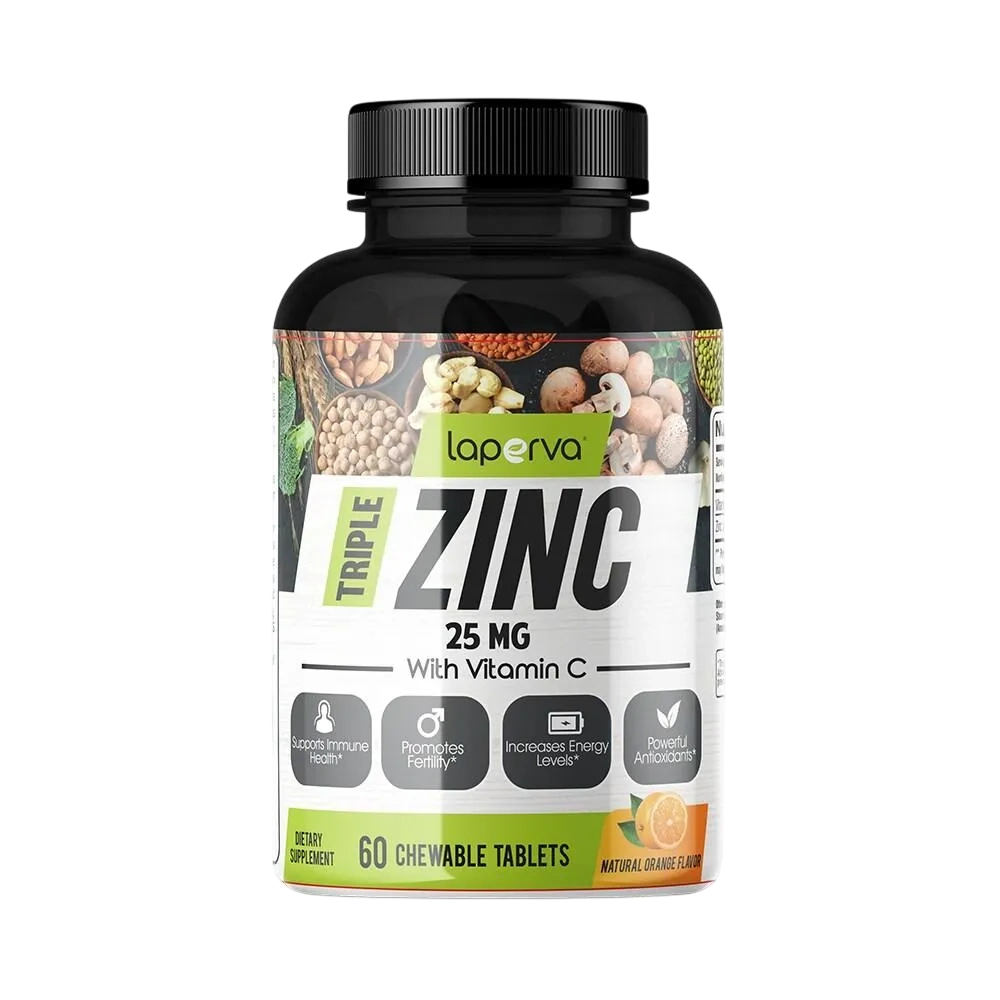Laperva Triple Zinc With Vitamin C 60 Chewable Tablets Orange