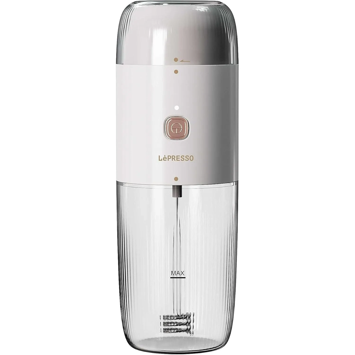 LePresso 2 In 1 Portable Coffee Grinder & Milk Frothing Machine, 19000rpm Grinder Blade Speed White, Lpmfgrwh