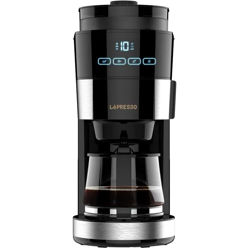 LePresso Coffee Brewer With Bean Grinder 35min Keep-warm, Detachable Water Tank Black, Lp10gcmwb