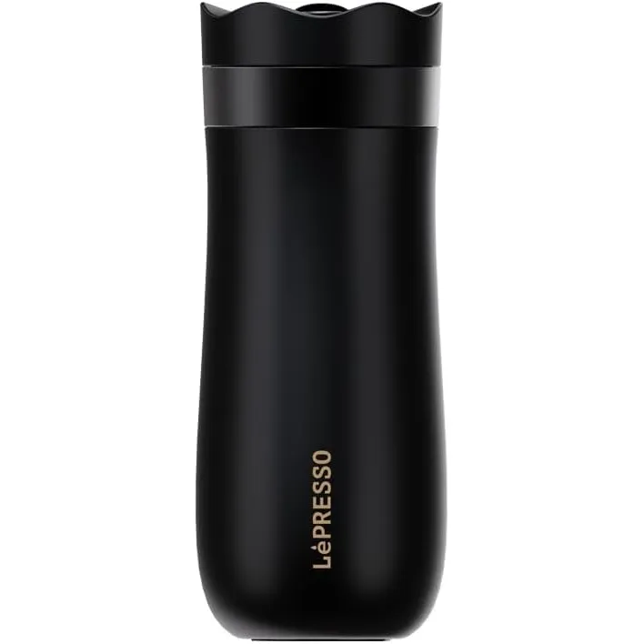 LePresso Insulated Mug With French Press 320ml Black, Lpimfpbk
