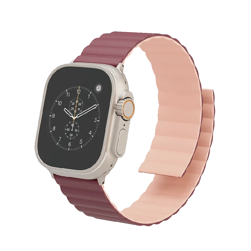 Levelo Cosmo Silicone Watch Strap Compatible With Apple Watch Ultra Series 8 Pink, Burgundy