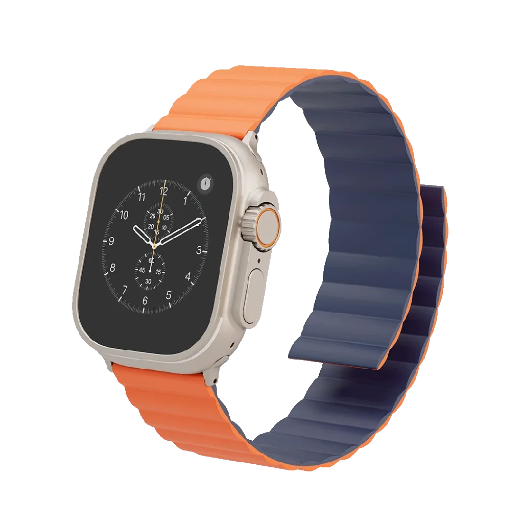 Levelo Vogue Magnetic Silicone Watch Strap Black/orange