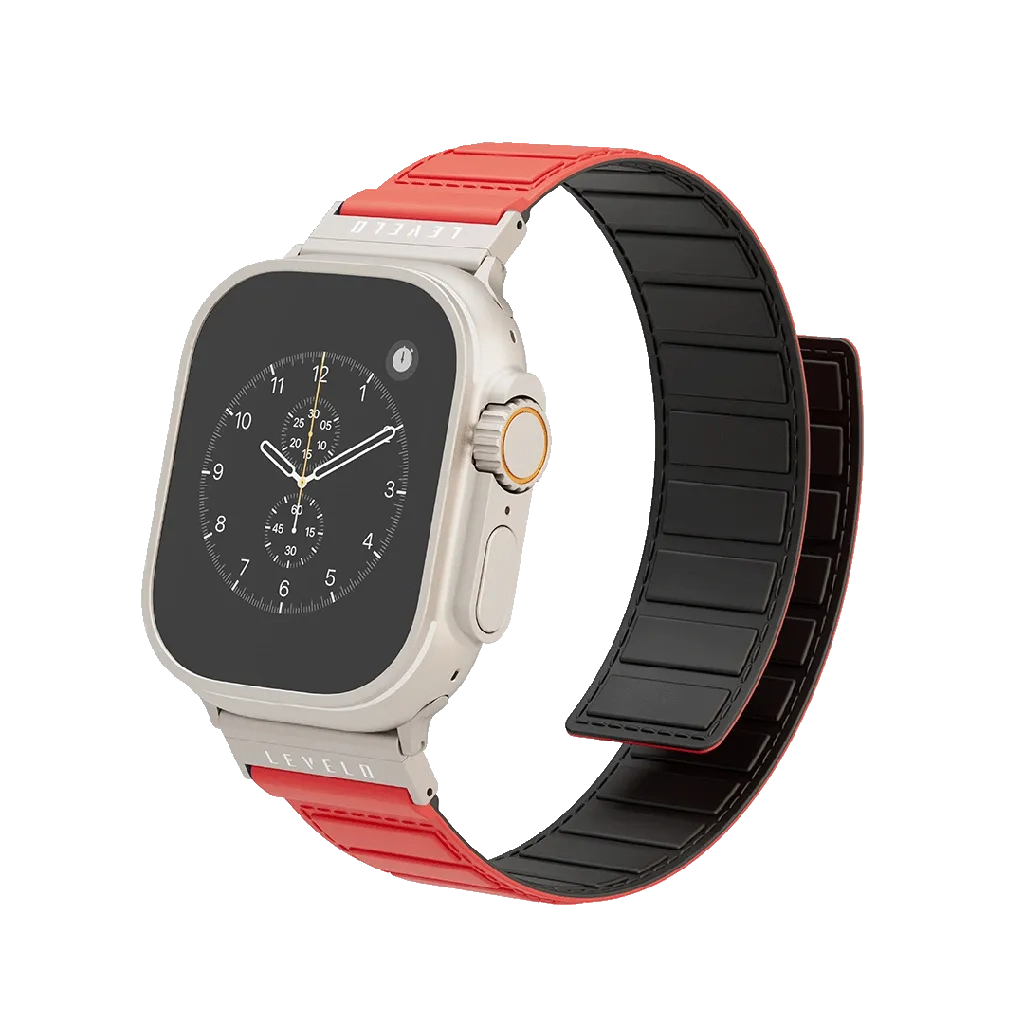 Levelo Vogue Magnetic Silicone Watch Strap Black/red