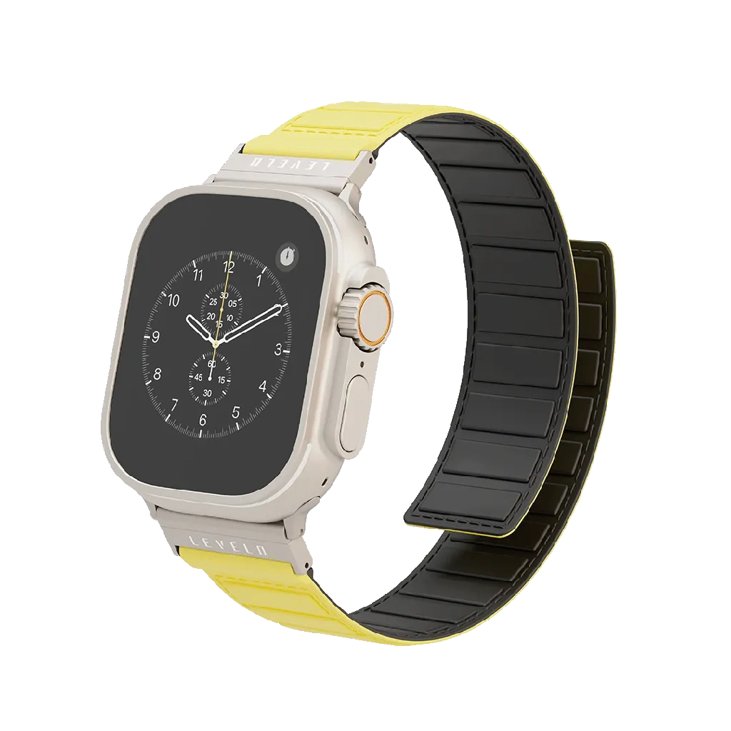 Levelo Vogue Magnetic Silicone Watch Strap Black/yellow