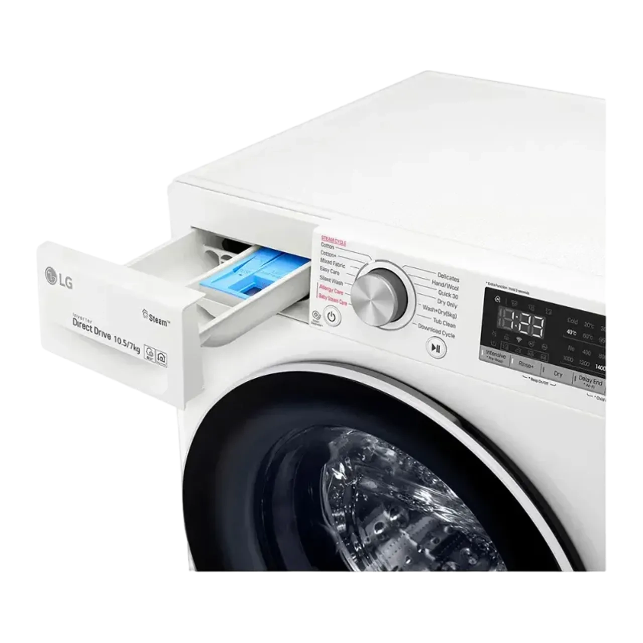 LG Front Load Washer & Dryer 10.5 Kg/7 Kg Direct Drive Motor 1400 RPM 14 Programs, White
