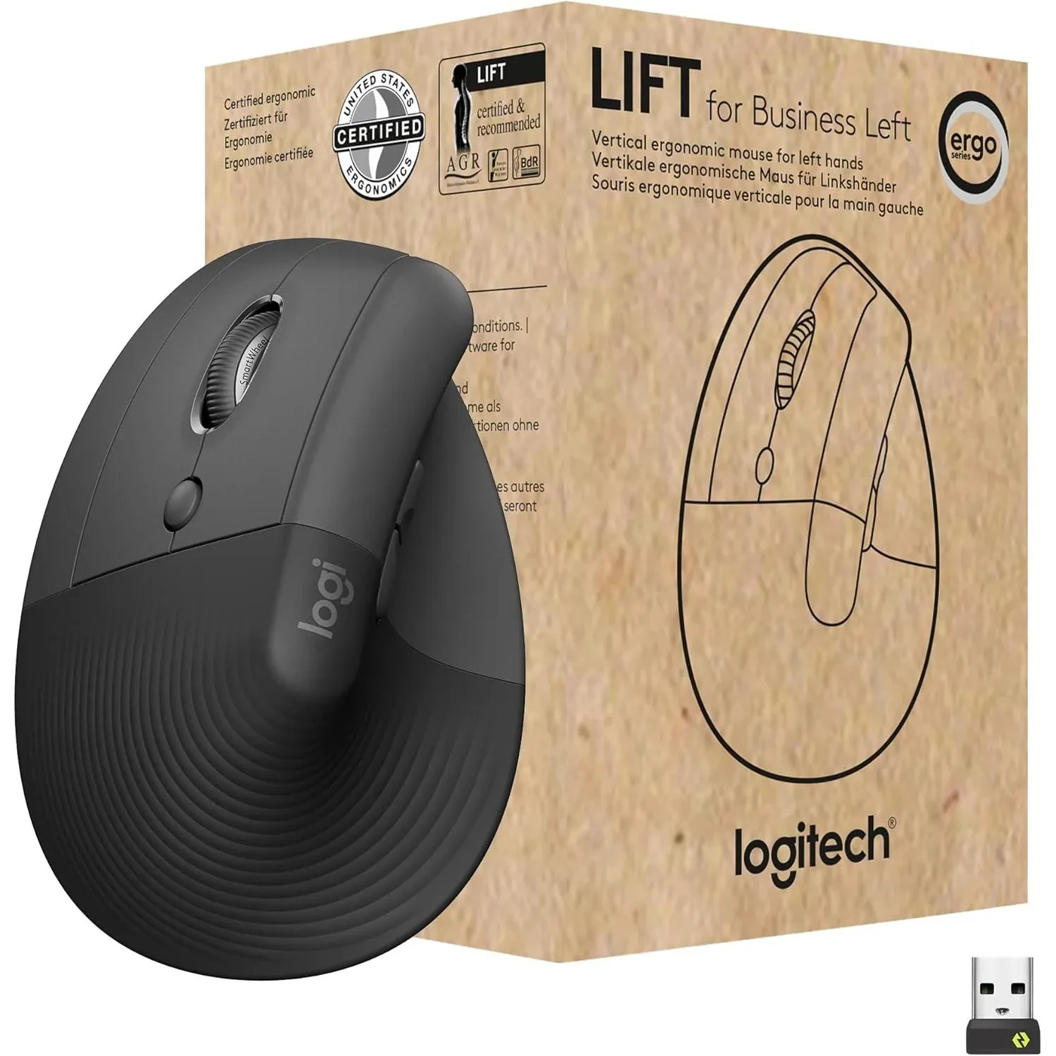 Logitech Lift Vertical Ergo Mouse Graphite