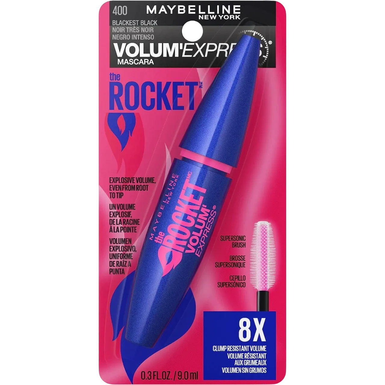 Maybelline New York Volum' Express The Rocket Volumizing Washable Mascara, Blackest Black