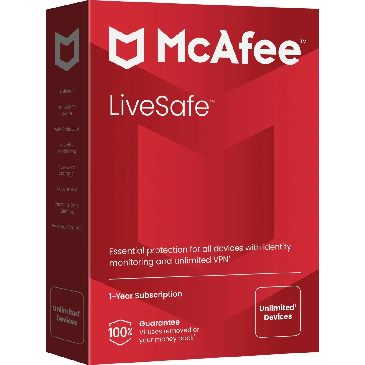 McAfee Livesafe For Pc, Apple Mac, Ios, Or Android, Unlimited Devices, 1-year Subscription Ecard