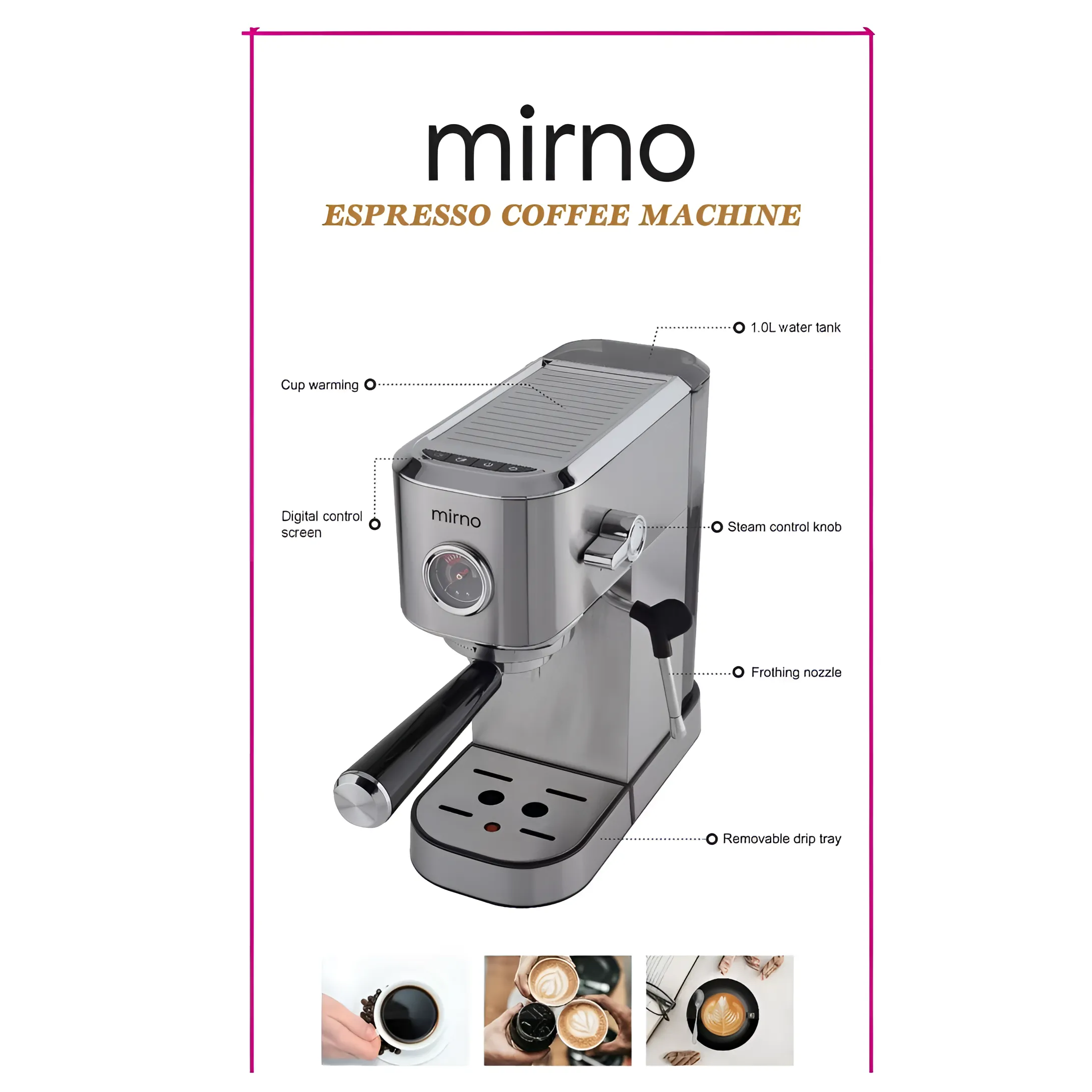 MIRNO ESPRESSO COFFEE MACHINE 20 BAR