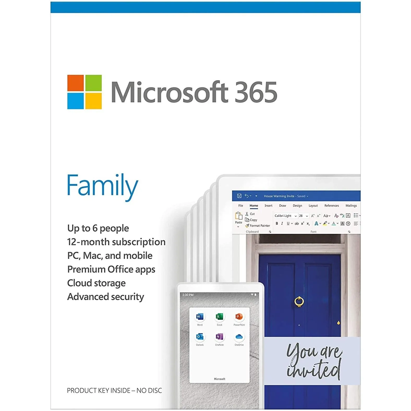 Microsoft 365 Family For Pc, Mac, Ios And Android, English Subscription, Middle East Version, 1 Year License For Upto 6 Users