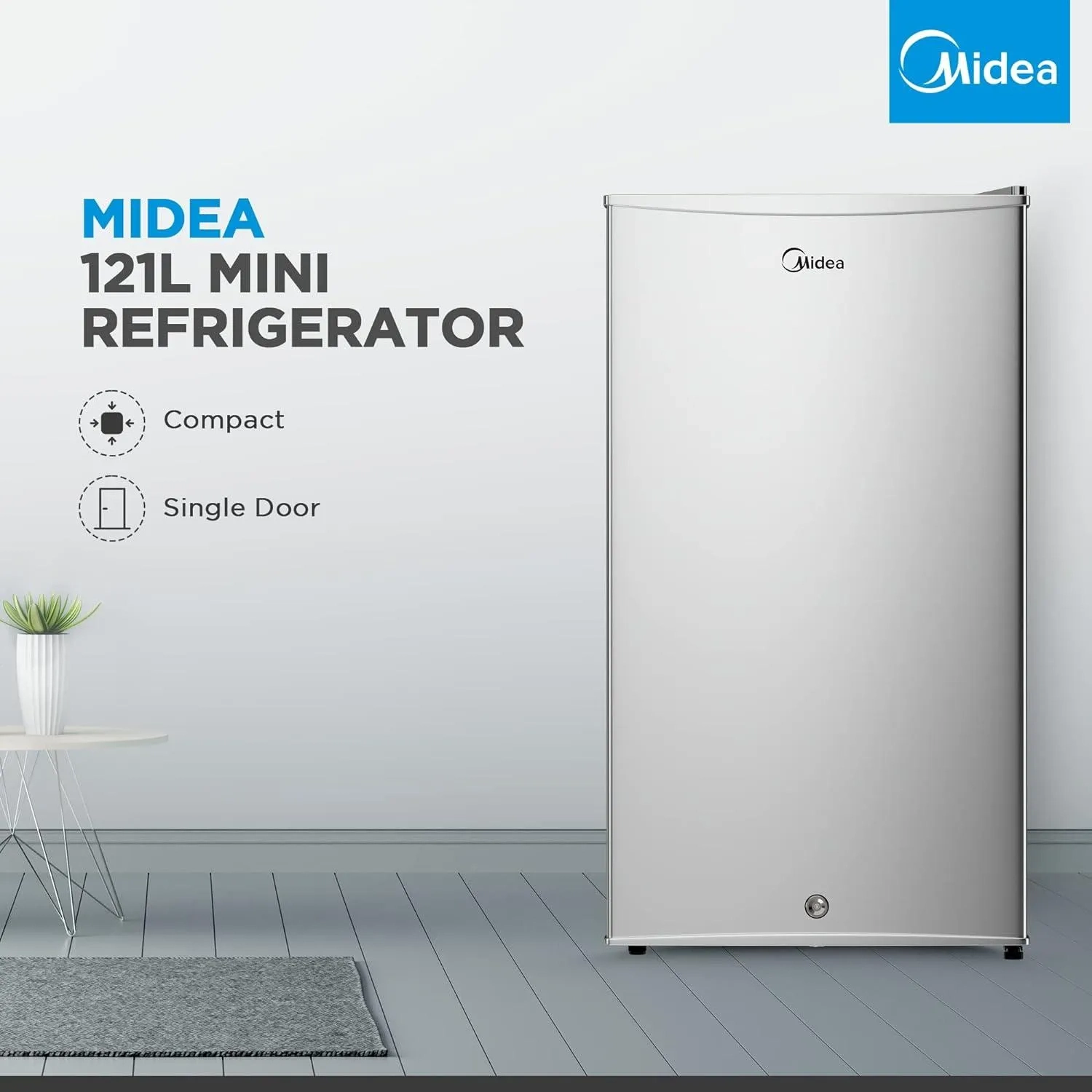 Midea 120L Single Door Refrigerator With Separate Chiller Compartment, 2L Bottle Holder, Adjustable Legs,Mdrd133Fge
