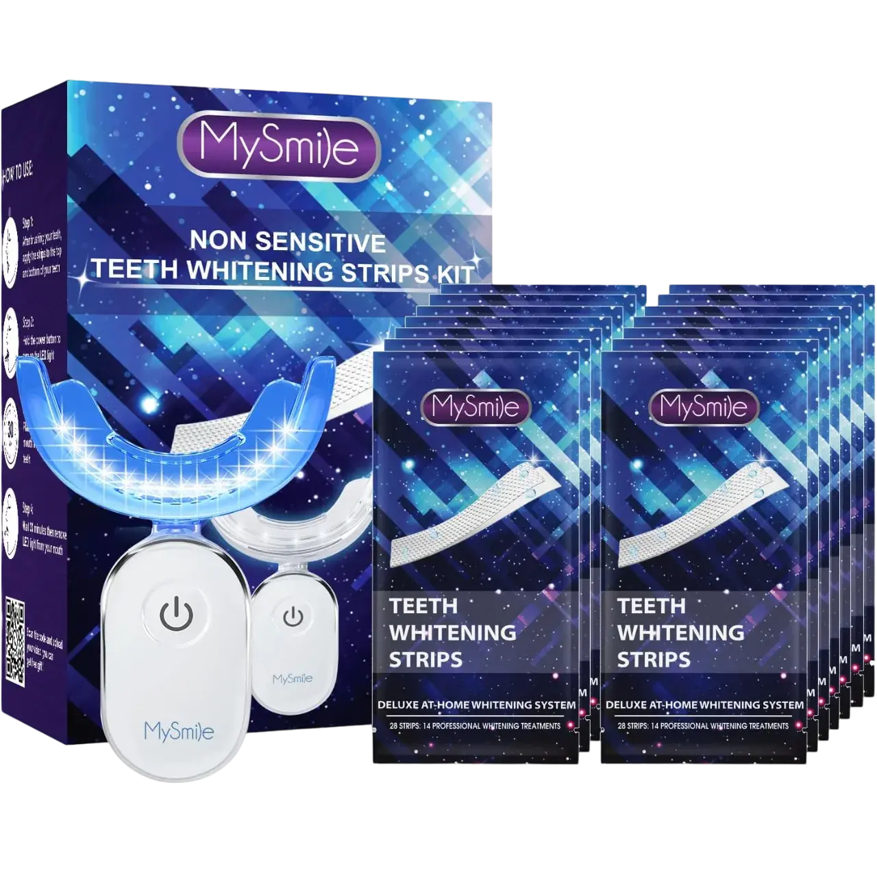 Mysmile Teeth Whitening Kit, 28 Non-sensitive Teeth Whitening Strips, Deluxe Teeth Whitener Dental Grade Tooth Whitening Strips For Home, Travel