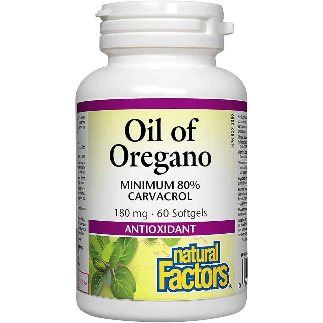 Natural Factors Oil Of Oregano 180mg, 60 Soft Gels