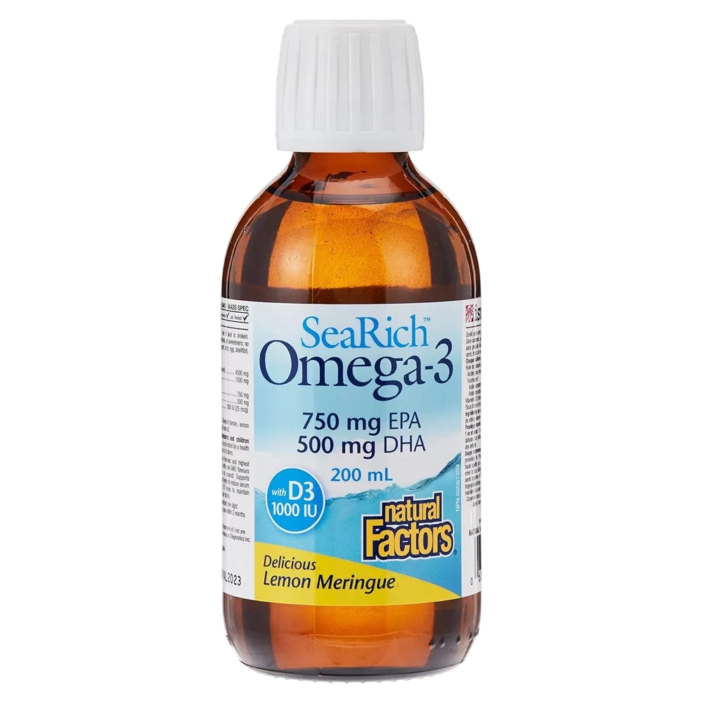 Natural Factors Searich Omega 3 With Vitamin D Lemon Meringue, 200 Ml