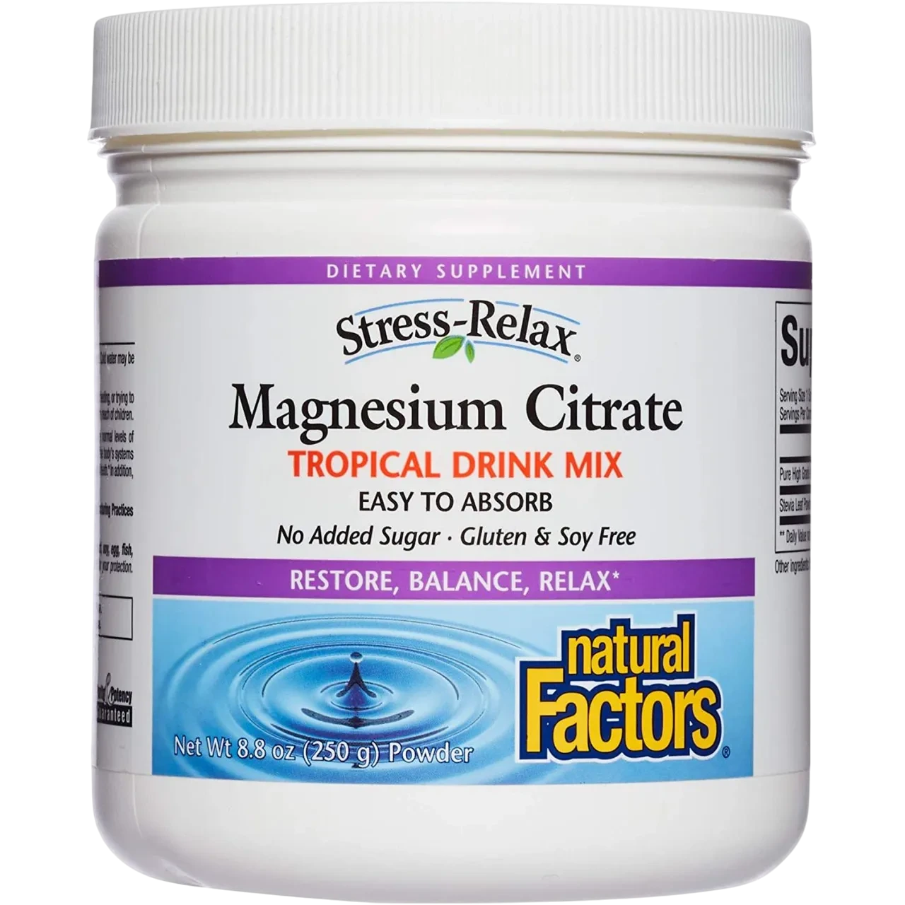 Natural Factors Tropical Fruit Mix Magnesium Citrate 300 Mg Powder 250 G