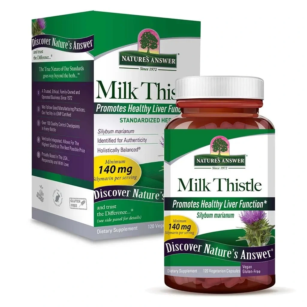 Nature's Answer Milk Thistle Seed Standardized Vegan Capsules For Detox & Liver Function, Pack Of 120's