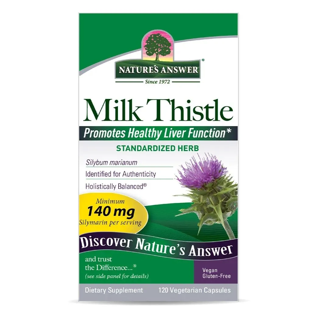 Nature's Answer Milk Thistle Seed Standardized Vegan Capsules For Detox & Liver Function, Pack Of 120's