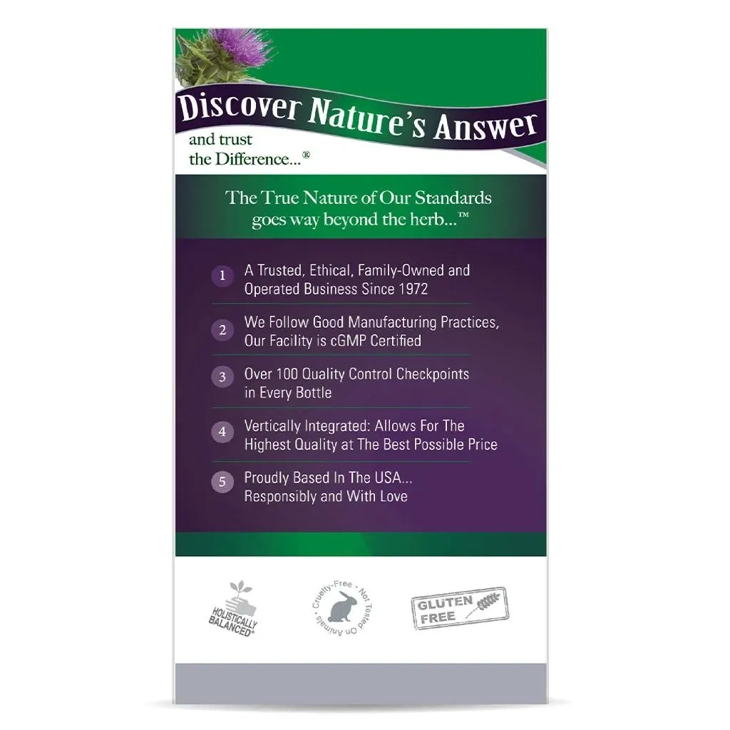 Nature's Answer Milk Thistle Seed Standardized Vegan Capsules For Detox & Liver Function, Pack Of 120's