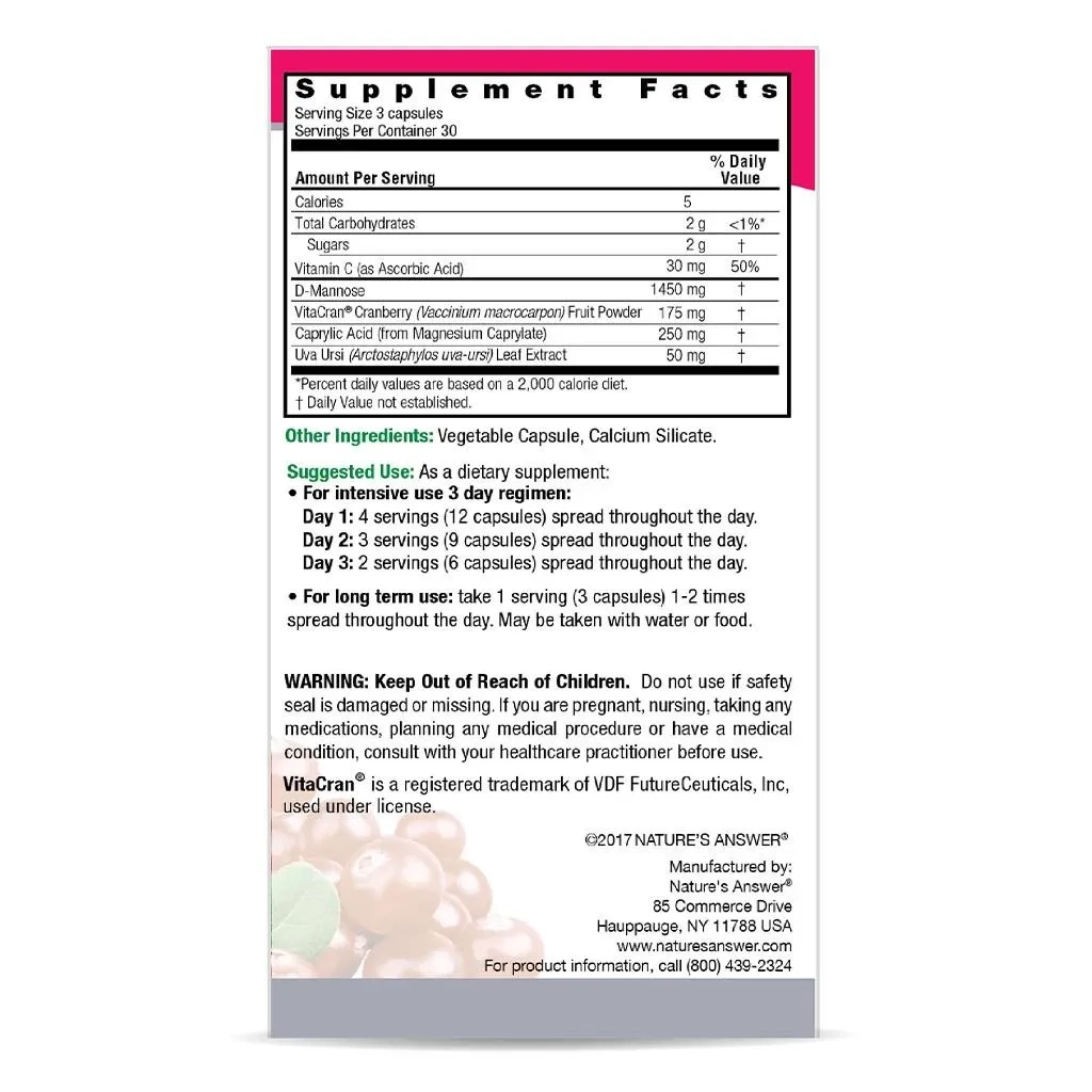 Nature's Answer Ut Answer 1955mg Vegan Capsules For Urinary Tract Health, Pack Of 90's