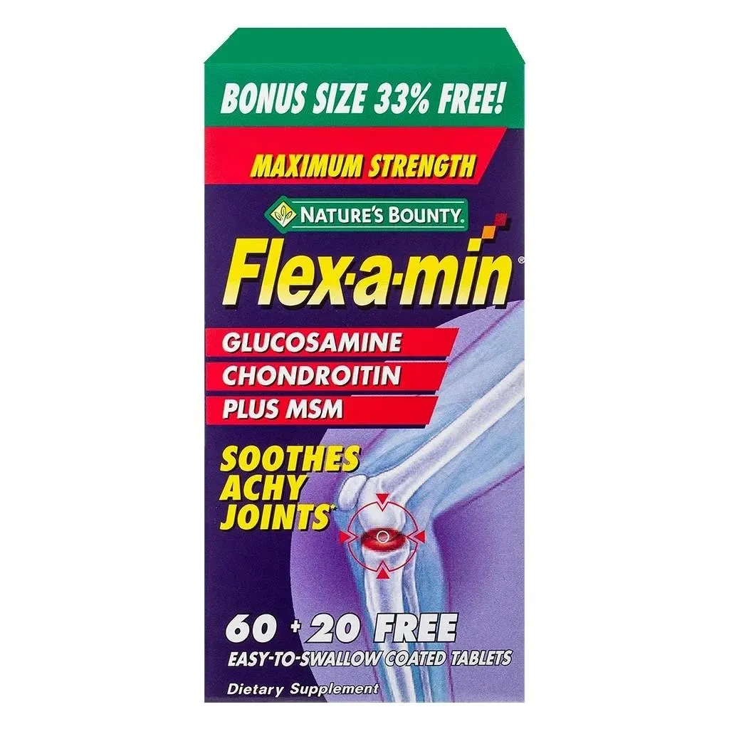 Nature's Bounty Flex-a-min Maximum Strength Glucosamine Supplement Tablets For Joints, Pack Of 60's