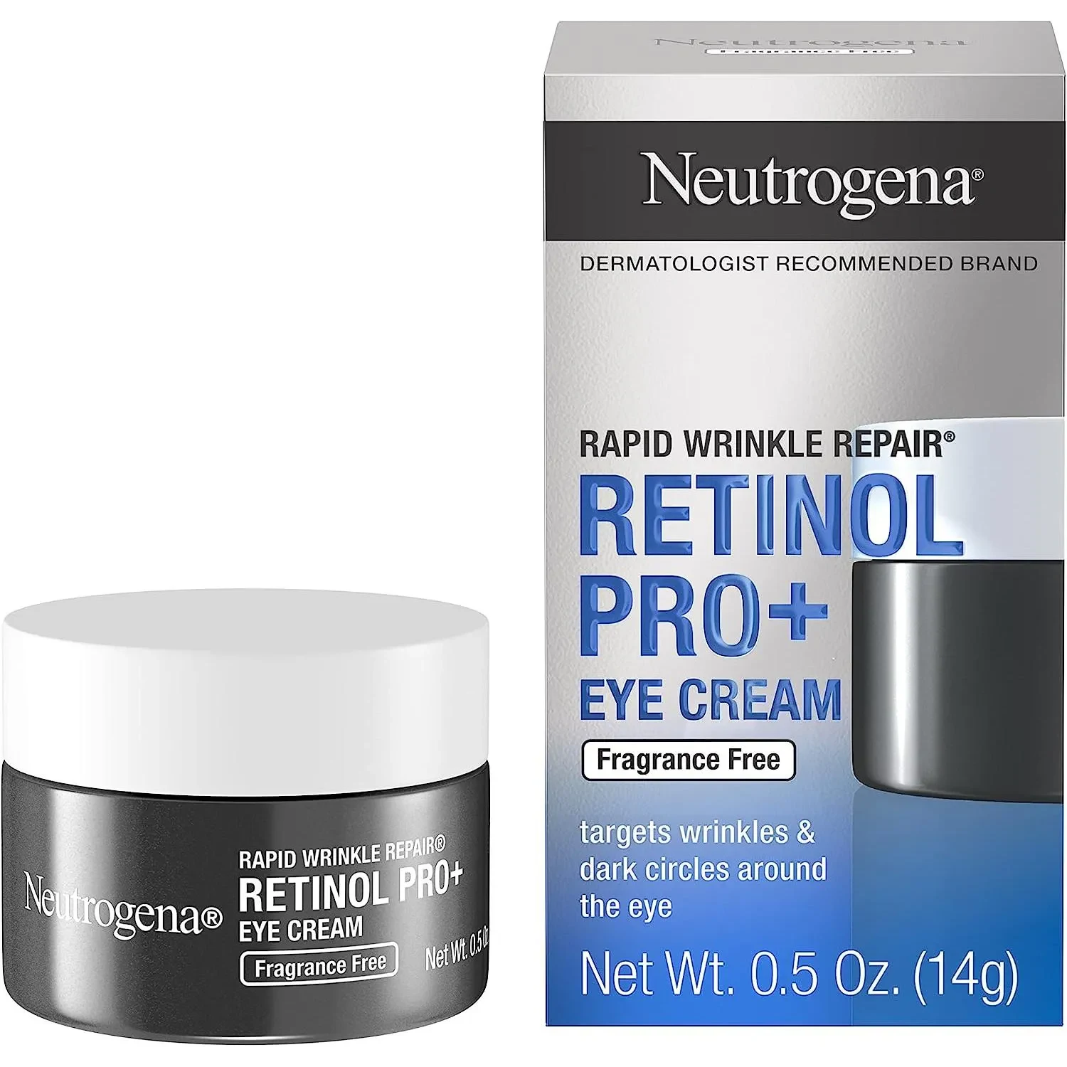 Neutrogena Rapid Wrinkle Repair Retinol Pro+ Anti-Wrinkle Eye Cream For Wrinkles & Dark Circles 0.5 Oz Blue