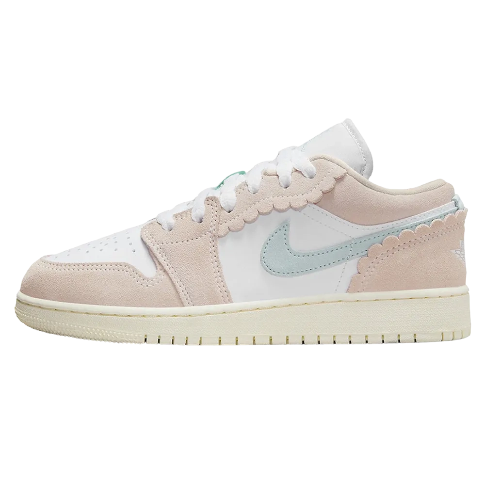 Nike Air Jordan 1 Low White Pink Soft Blue Girls Sneaker Size 36 Eu